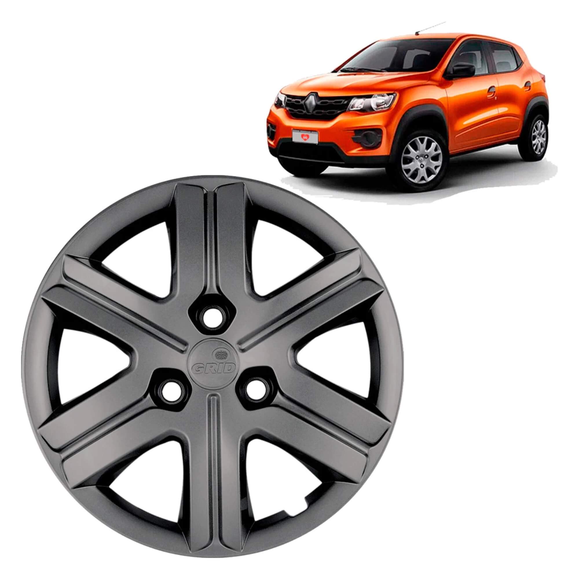Calota Aro 14" cor Grafite Mod Kwid Zen 2020 (Jogo c/ 4 Calotas) Grid - 879CP-GFT-E