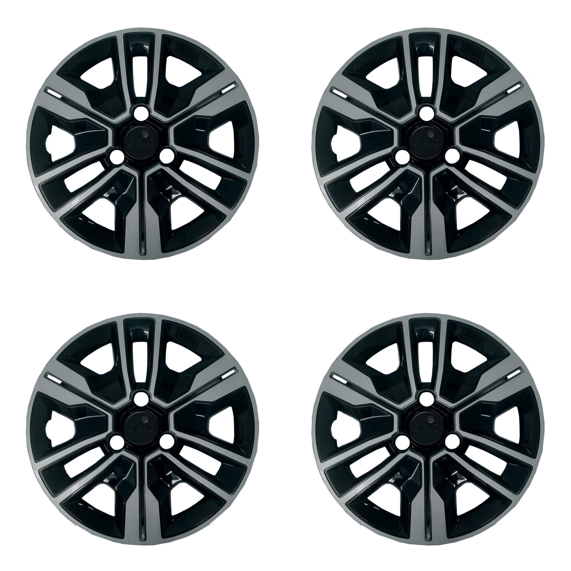 Calota Aro 14" Preto/Prata Mod Kwid Outsider 2023 Grid (Jogo c/ 4 Calotas) Grid - 880AR-PBP-E