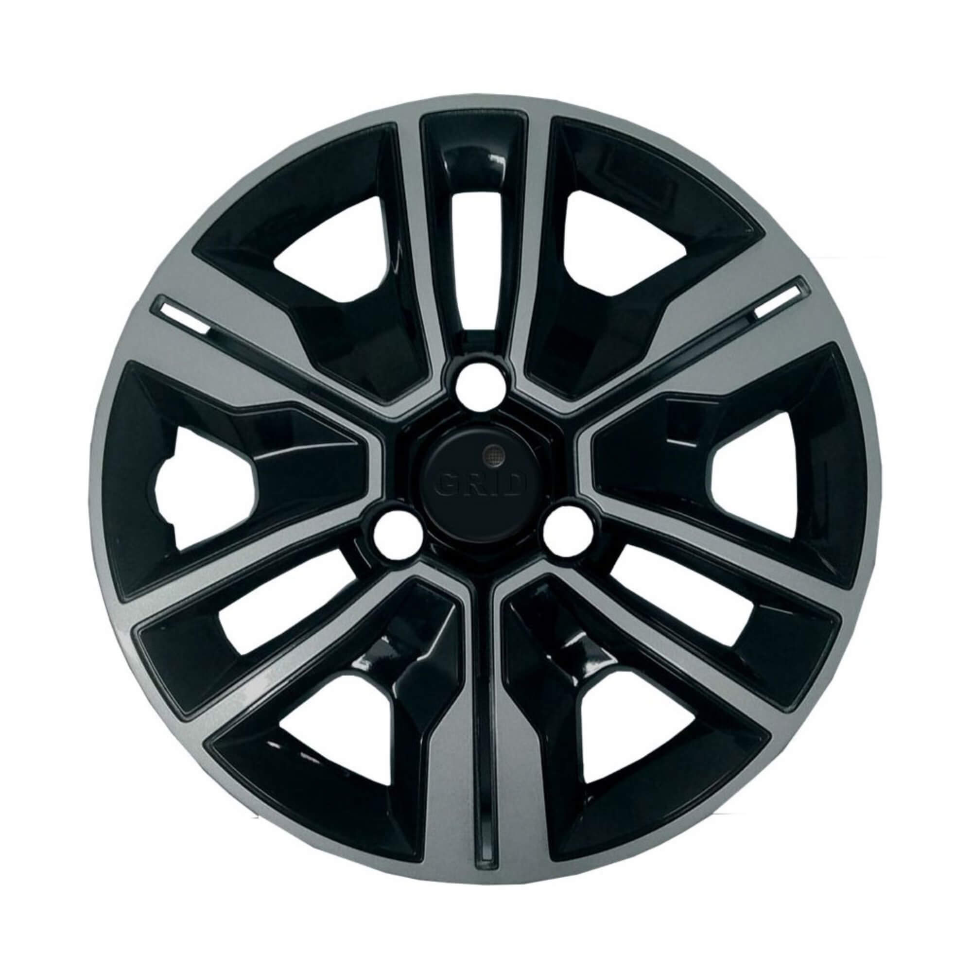 Calota Aro 14" Preto/Prata Mod Kwid Outsider 2023 Grid (Jogo c/ 4 Calotas) Grid - 880AR-PBP-E
