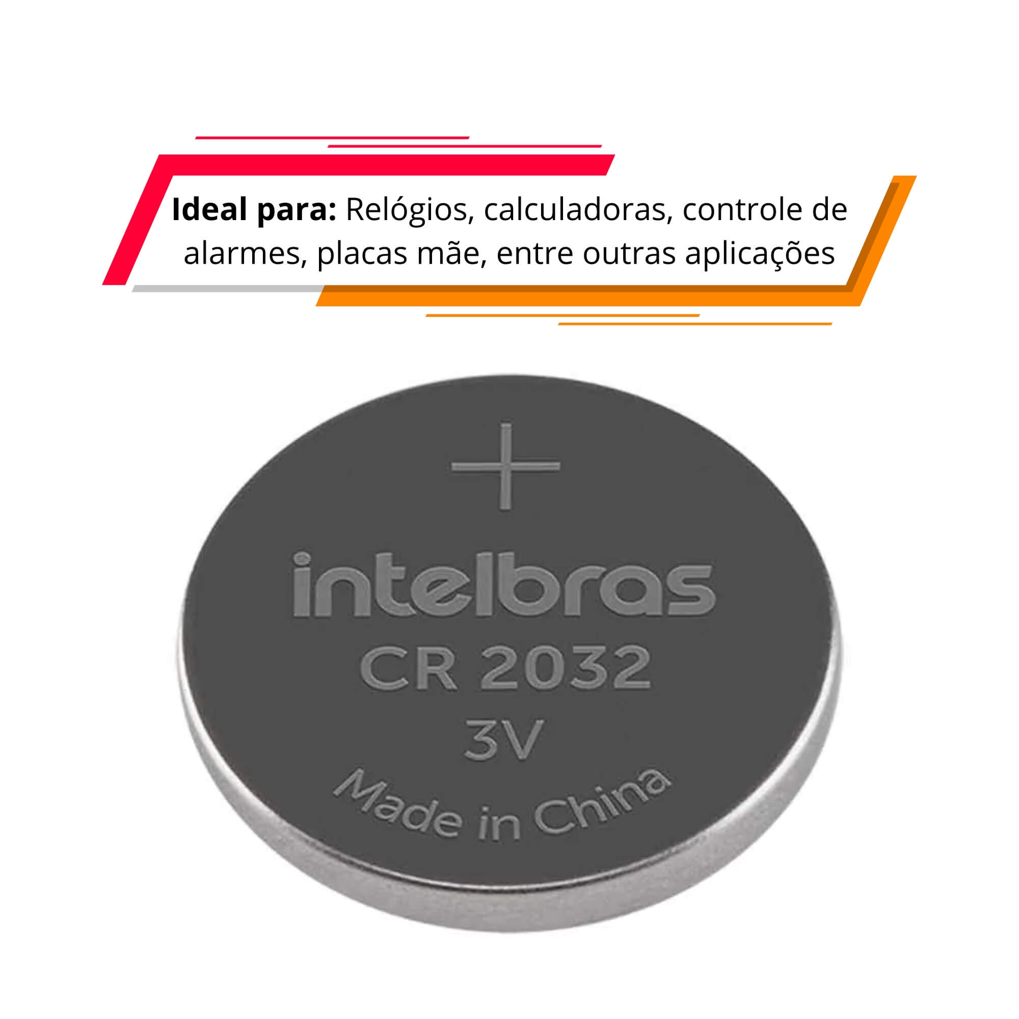 Bateria de Lítio Não Recarregável 3V 2032 Cartela com 5 Unidades Intelbras - 4860002