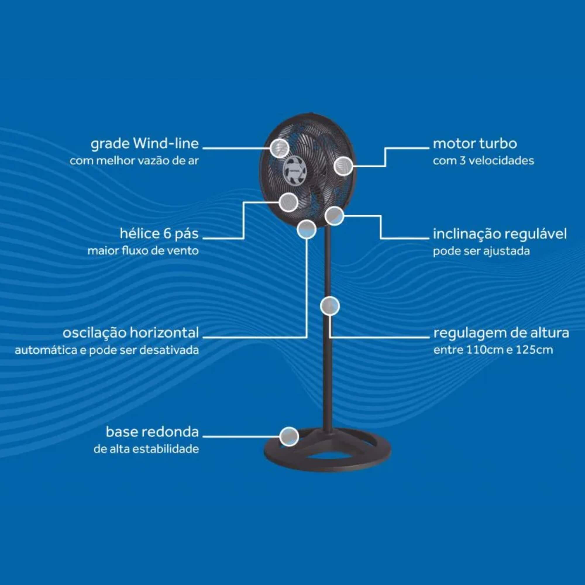 Ventilador de Coluna Turbo 6 Pás 40cm Preto 220V Premium Ventisol - 3851