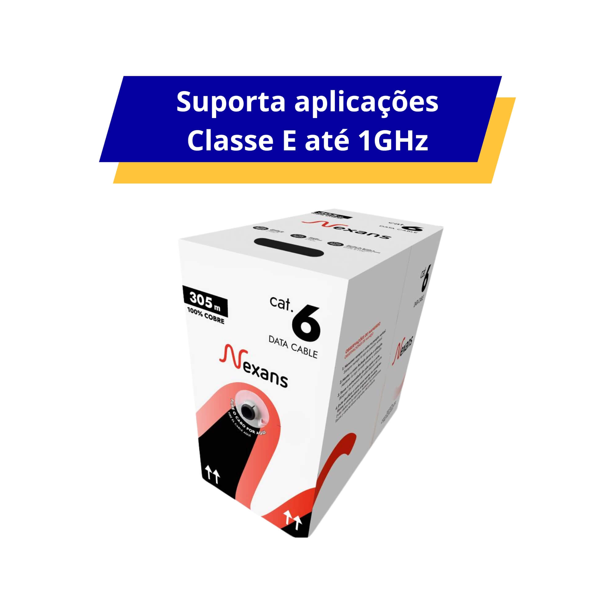 Cabo UTP CAT6 Plus CM 4 Pares 23AWG Cor Azul 305m NEXANS - RJ-N100.962330