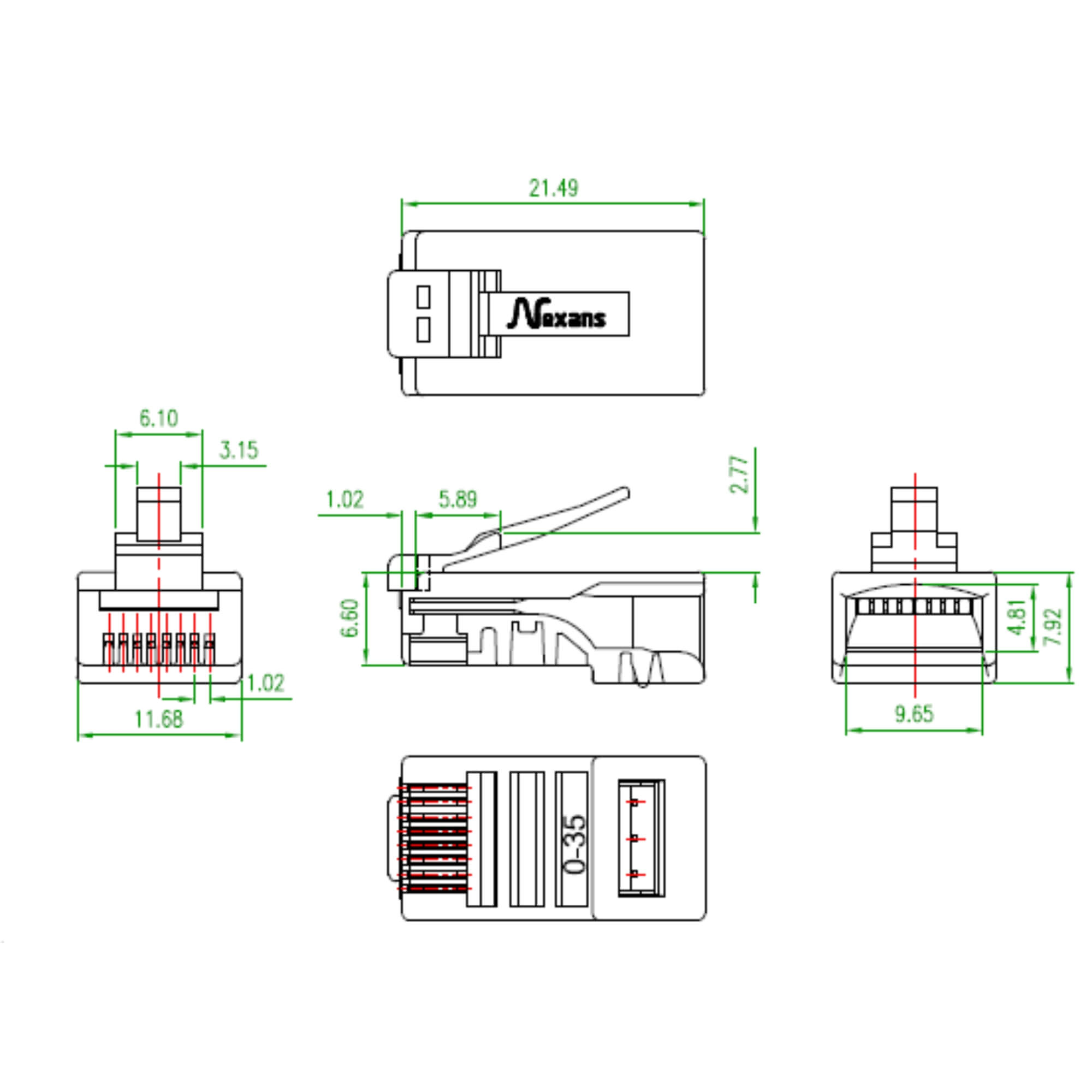 Conector RJ45 CAT5E Macho Unidade Nexans - RJ-N000.500