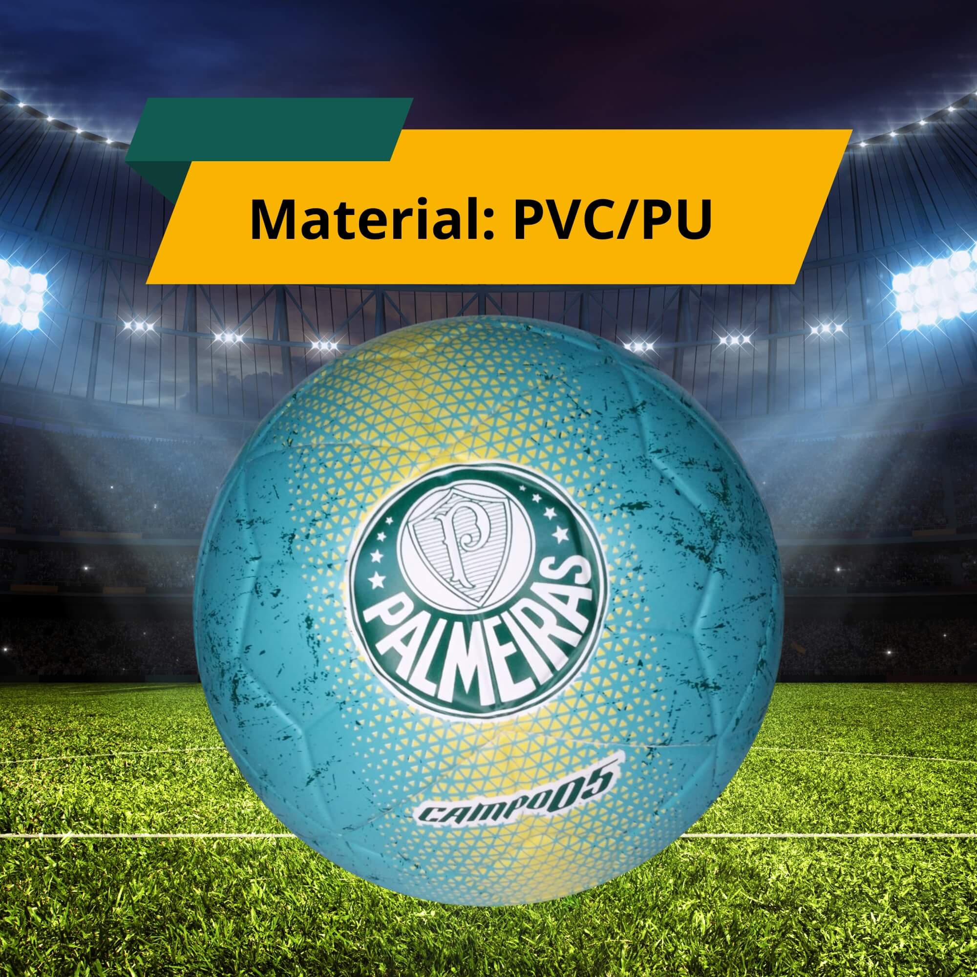 Bola Futebol PVC/PU Nº5 Verde Água Palmeiras Futebol e Magia - 4144