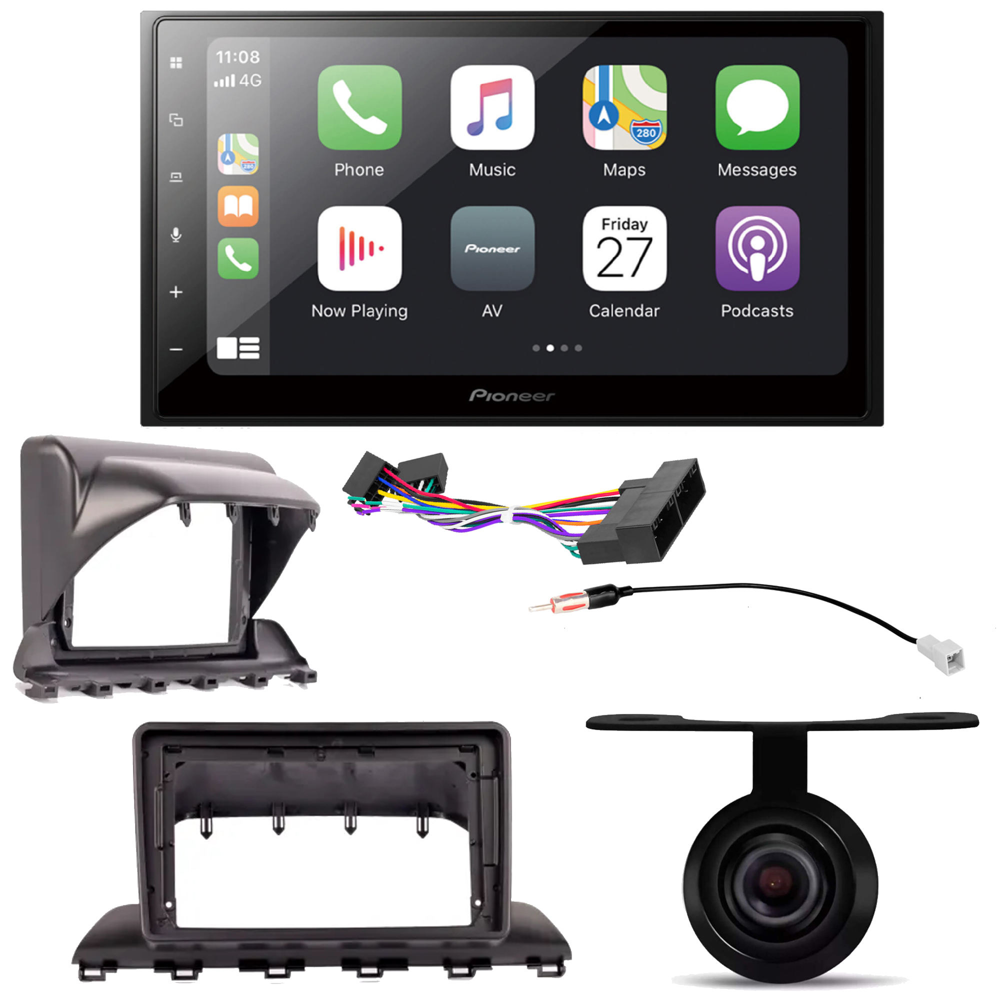 COMP Kit Central Multimídia Pioneer 7" HB20 2020 a 2025 câmera moldura e chicotes DMH-Z5380TV