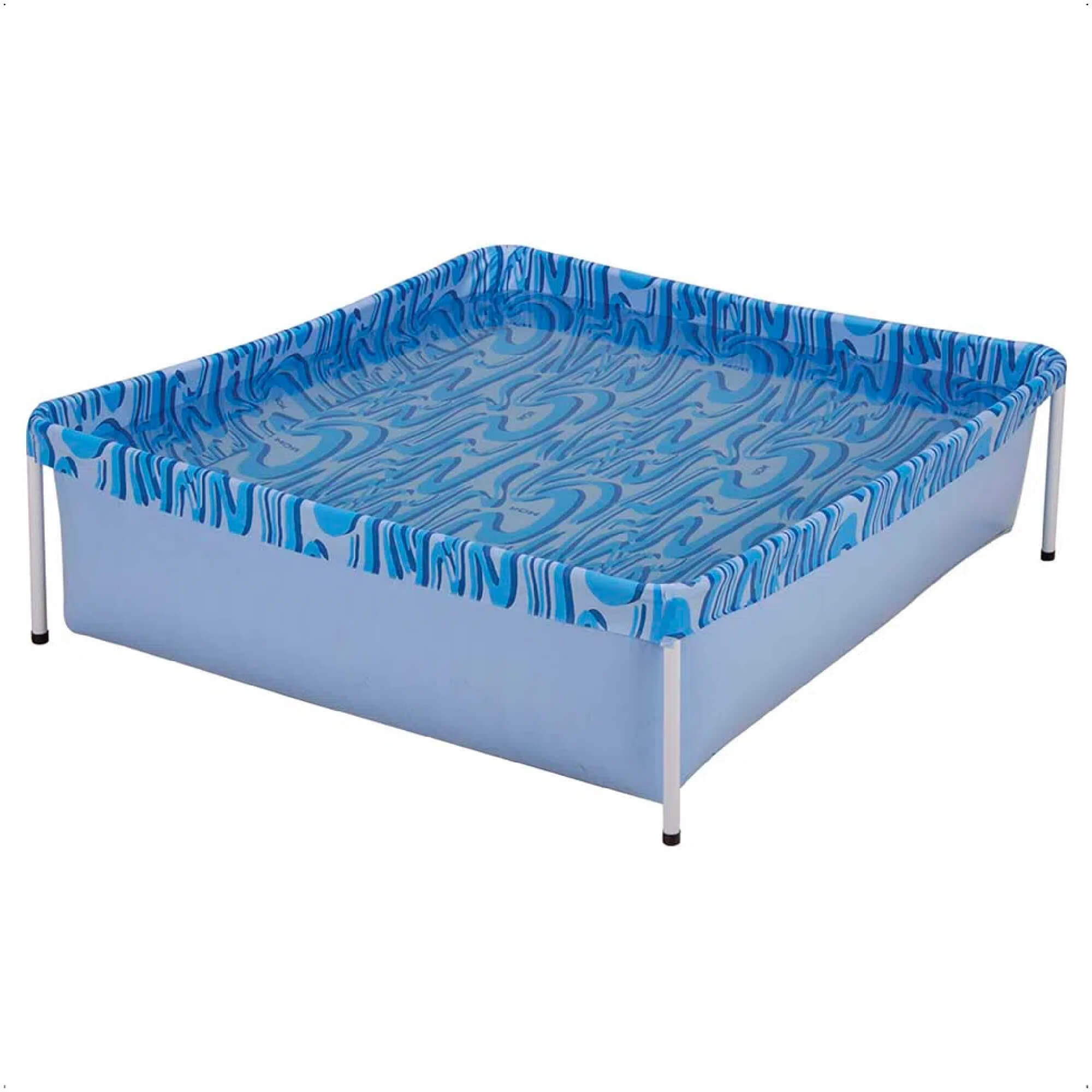 COMP Kit Piscina Infantil MOR Quadrada 400 Litros + 1 Brinquedo Borracha Sortido