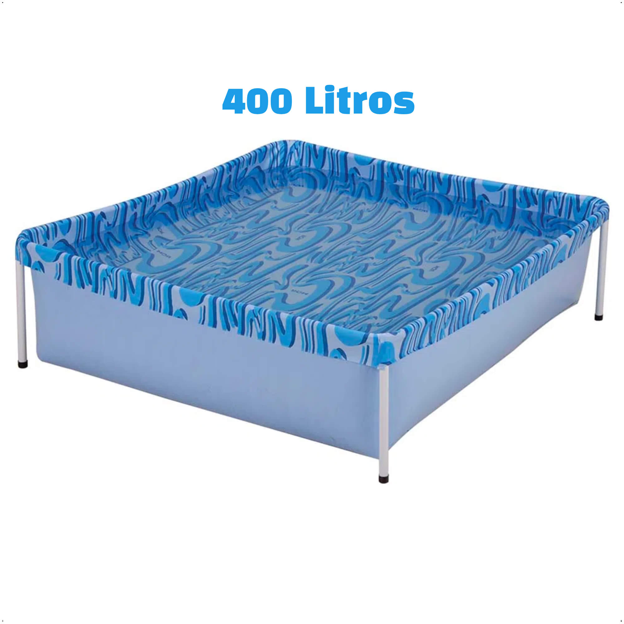 COMP Kit Piscina Infantil MOR Quadrada 400 Litros + 1 Brinquedo Borracha Sortido