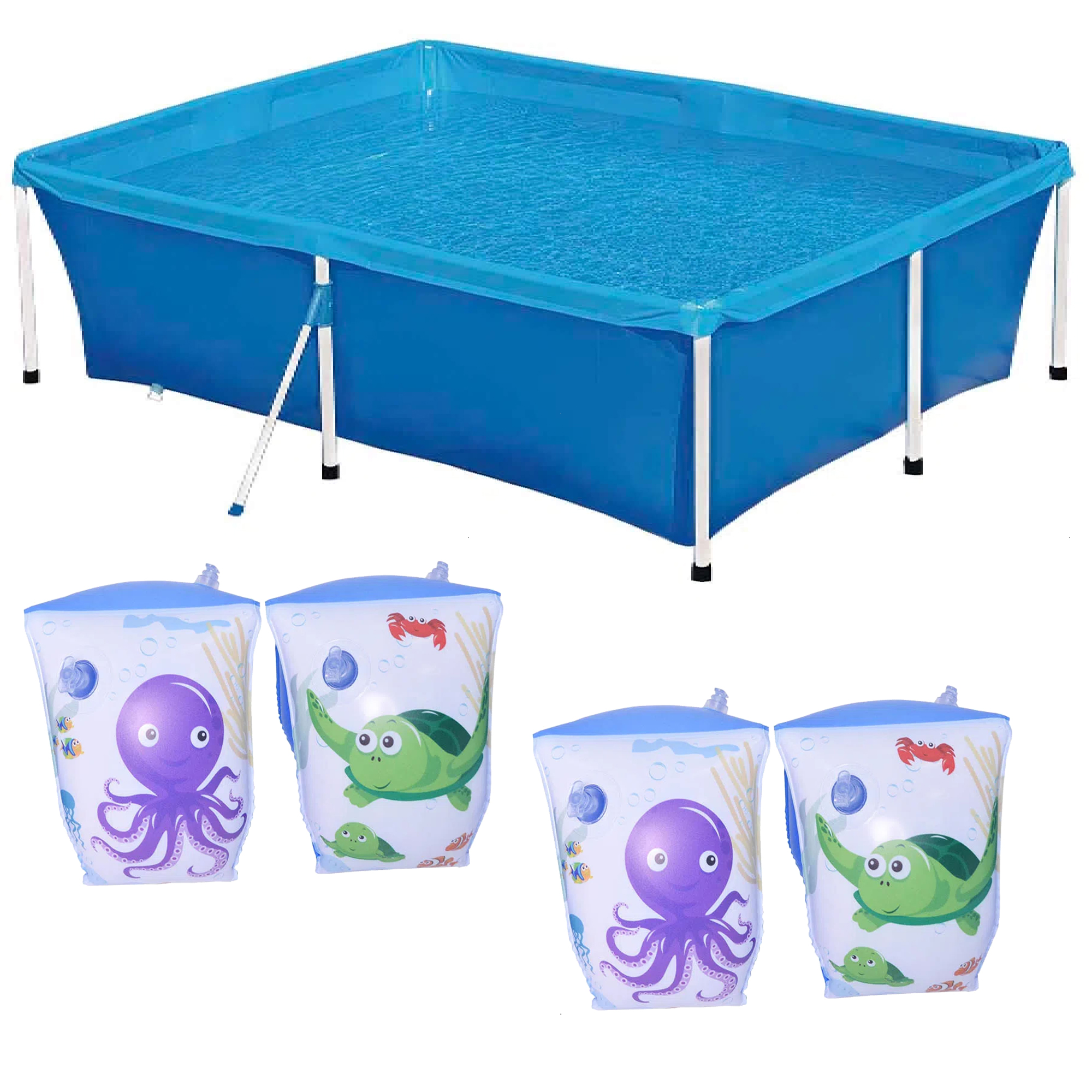 COMP Kit Piscina Estruturada 2000 Litros MOR + 2 Pares de Boia de Braço Tamanho Único