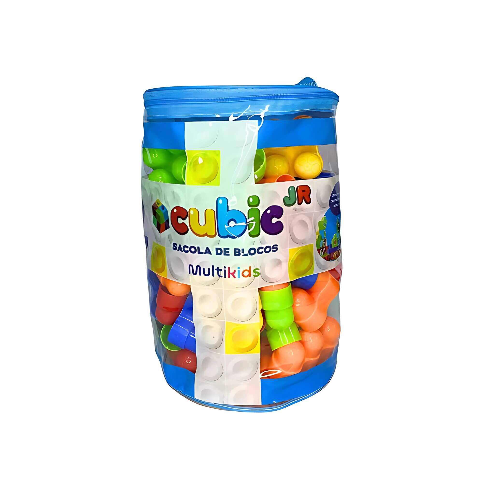 Sacola de Blocos de Montar Cubic Jr 80 Peças Tamanho Grande 3+ Anos Multikids - BR2276
