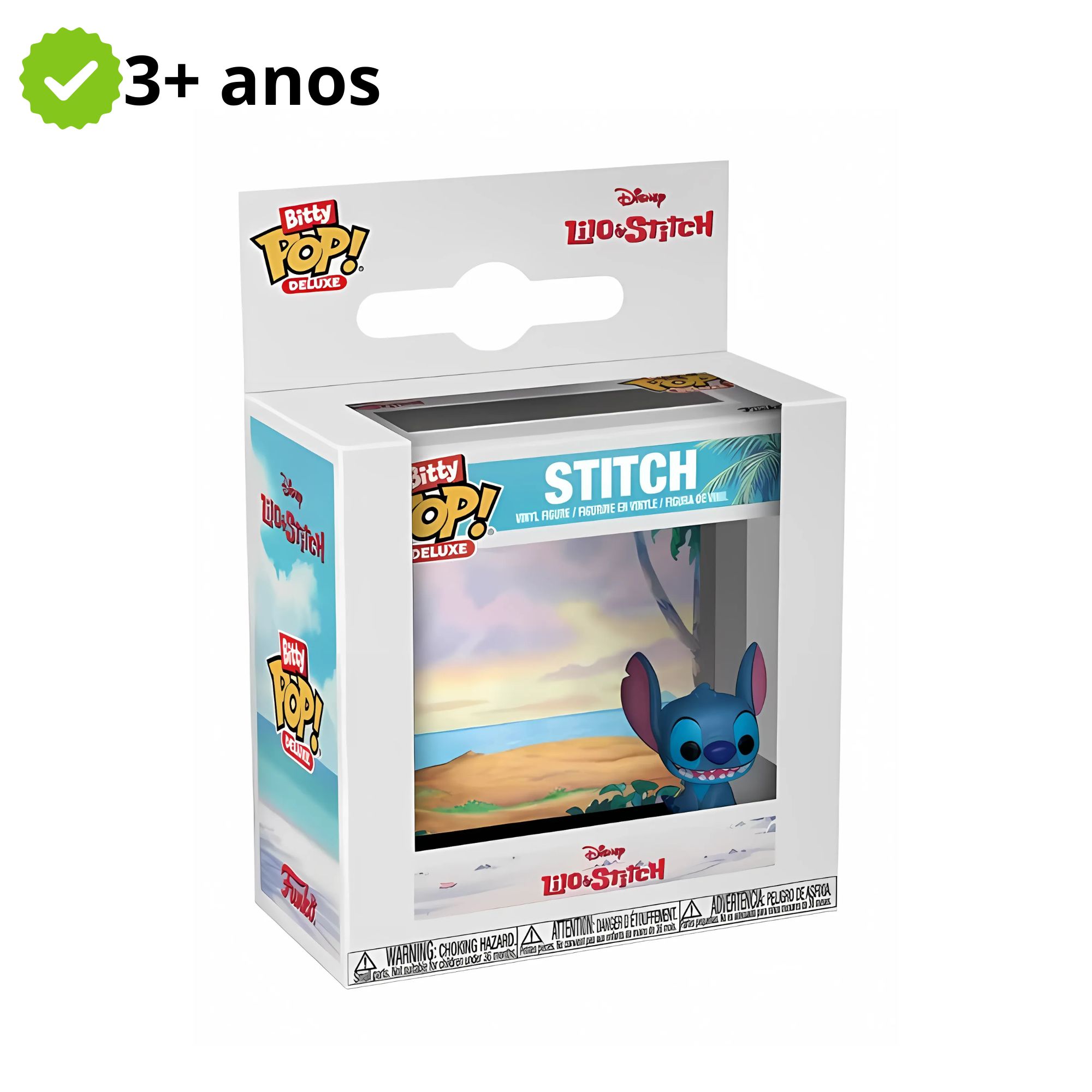 Boneco Colecionável Bitty Pop! Deluxe Funko Stitch na Praia Vinil 2,3cm 3+ Candide - 11853