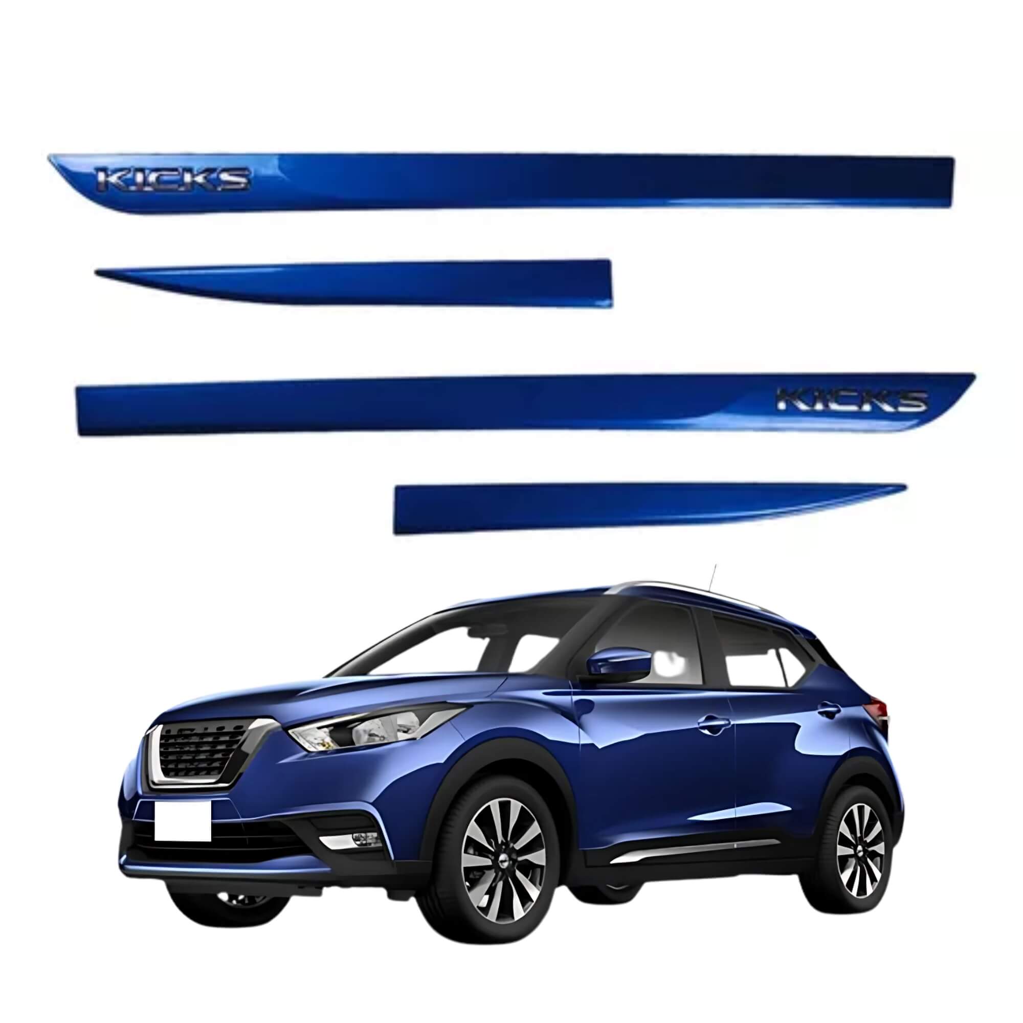 Friso tipo Original Cromo 4P Kicks 2016 Baixo Relevo 4 Peças Azul Eletrico Grid - 3050C-AZL-I