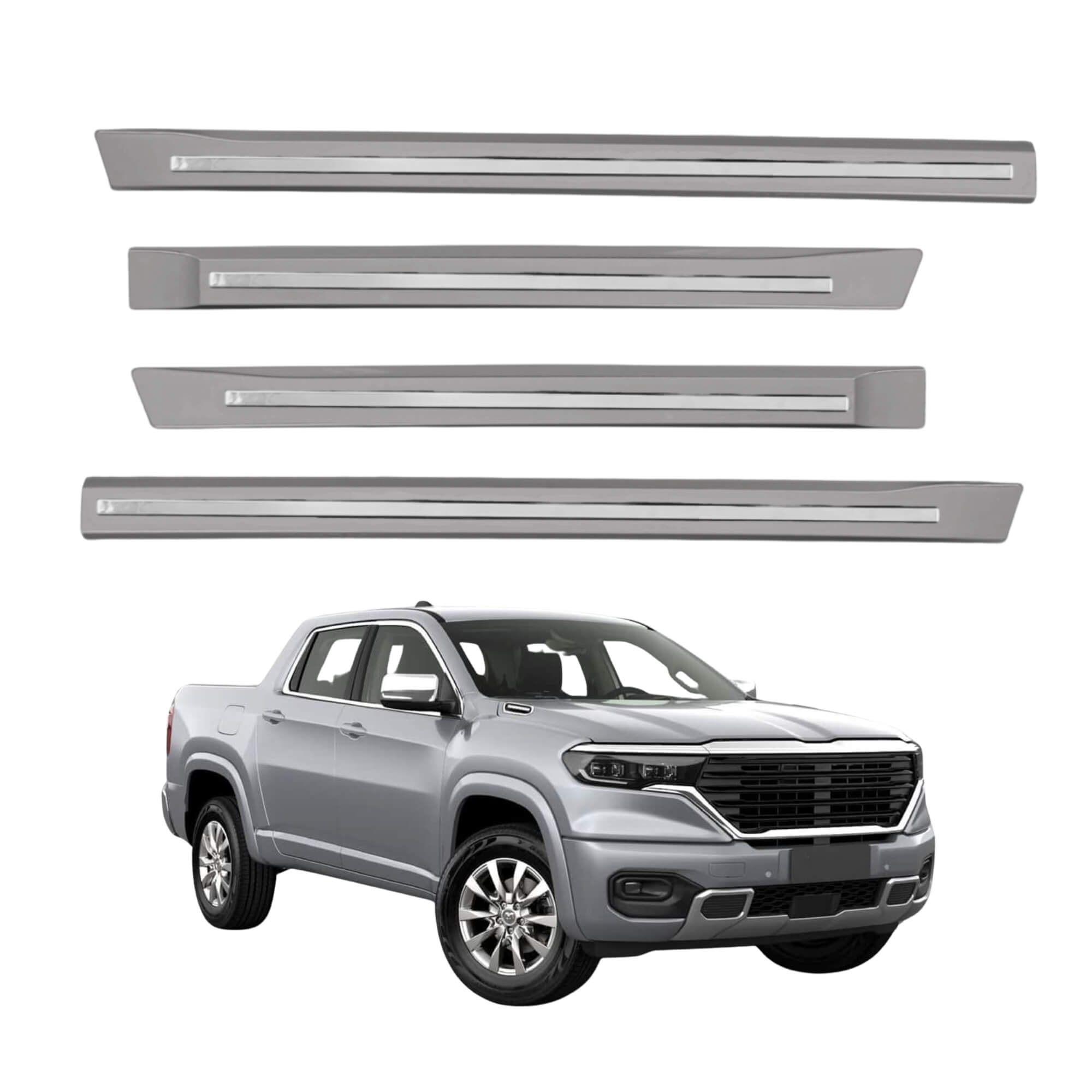 Friso T. Original Filete Cromo 4P Rampage 2024 em diante 4 Peças Cinza Maximo Grid - 3602C-CZA-I