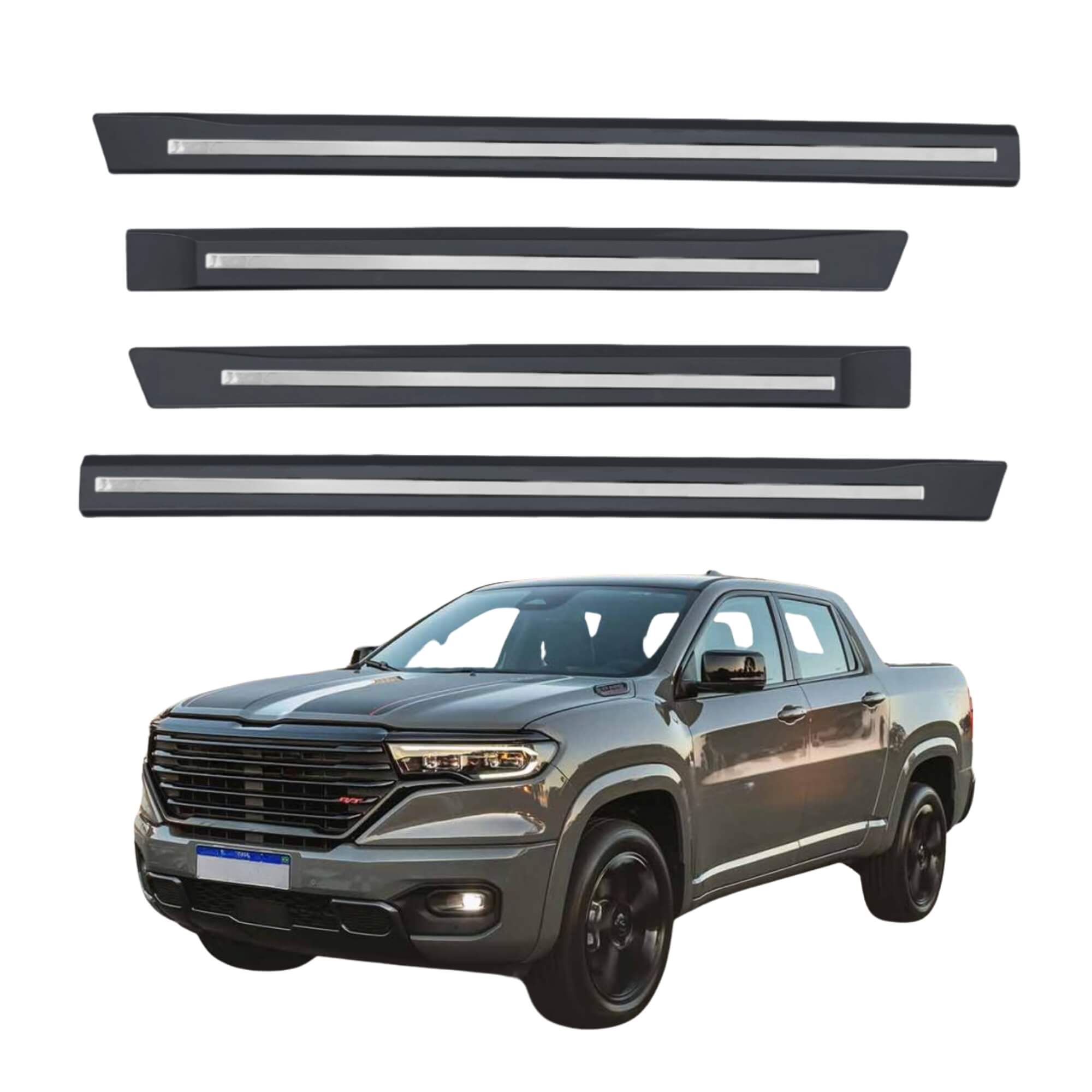 Friso T. Original Filete Cromo 4P Rampage 2024 em diante 4 Pç Cinza Sting Grey Grid - 3603C-CZA-I