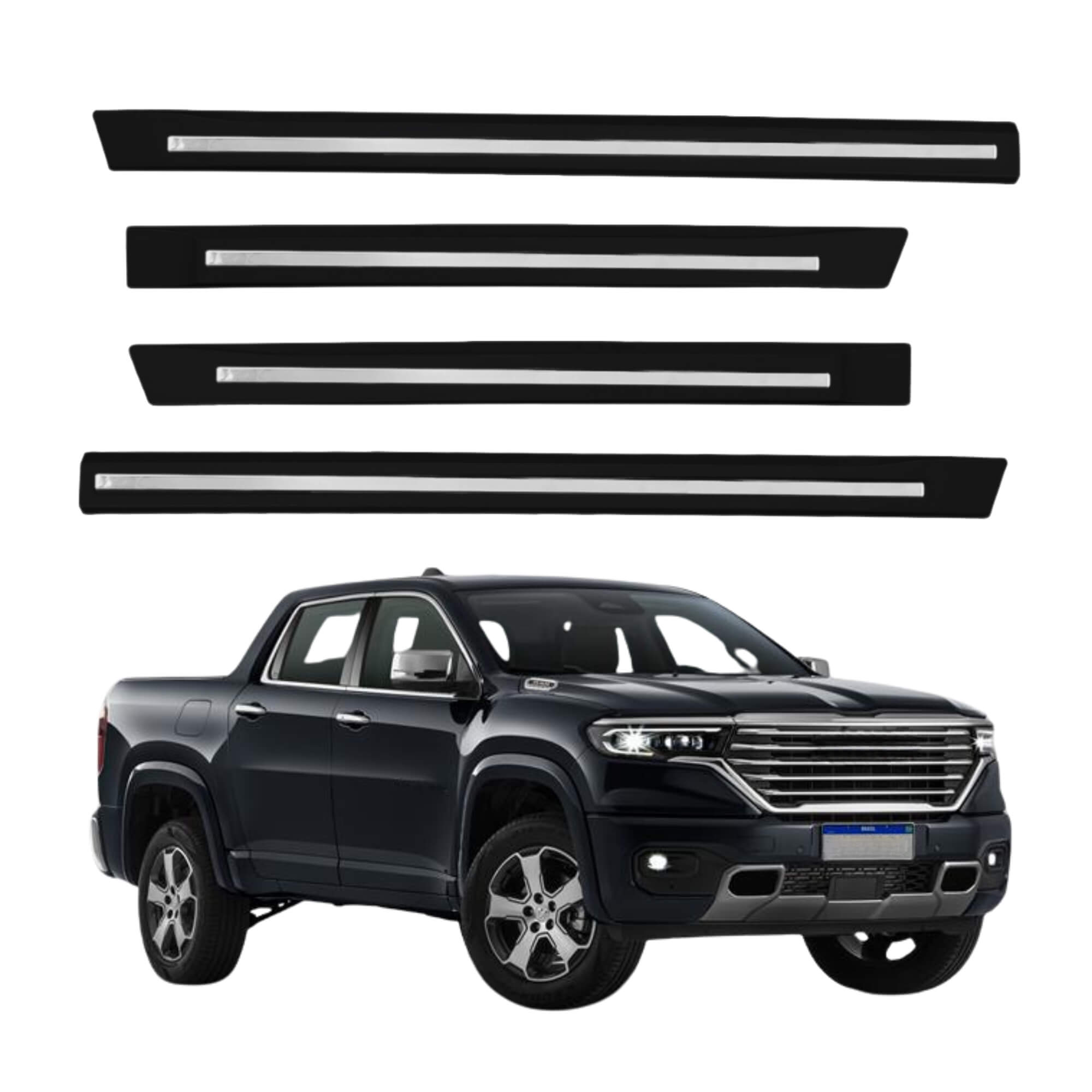 Friso T. Original Filete Cromo 4P Rampage 2024 em diante 4 Pç Preto Diamond Grid - 3605C-PTO-I