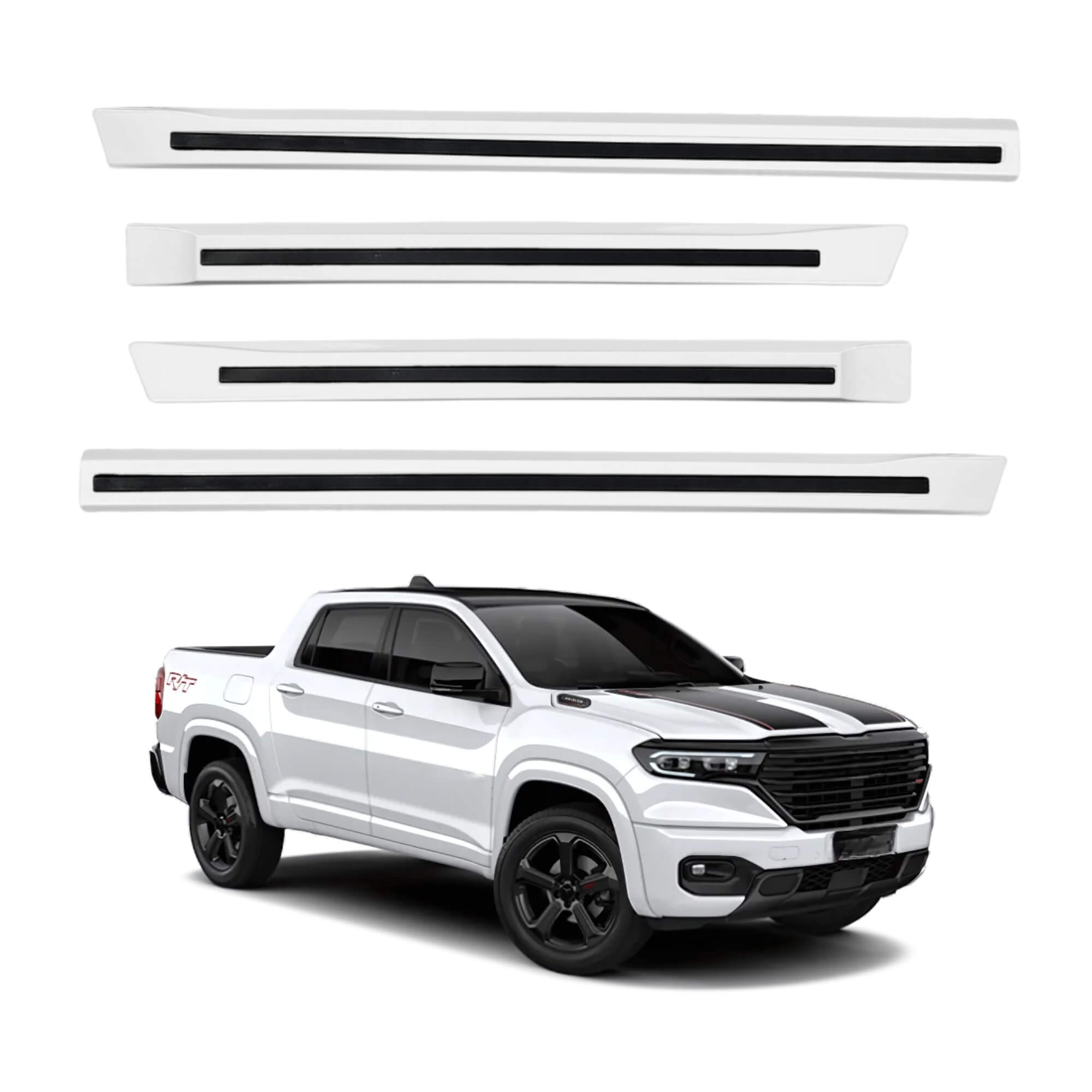 Friso T. Original Filete Preto 4P Rampage 2024 em diante 4 Peças Branco Perola Grid - 3607P-BCO-I