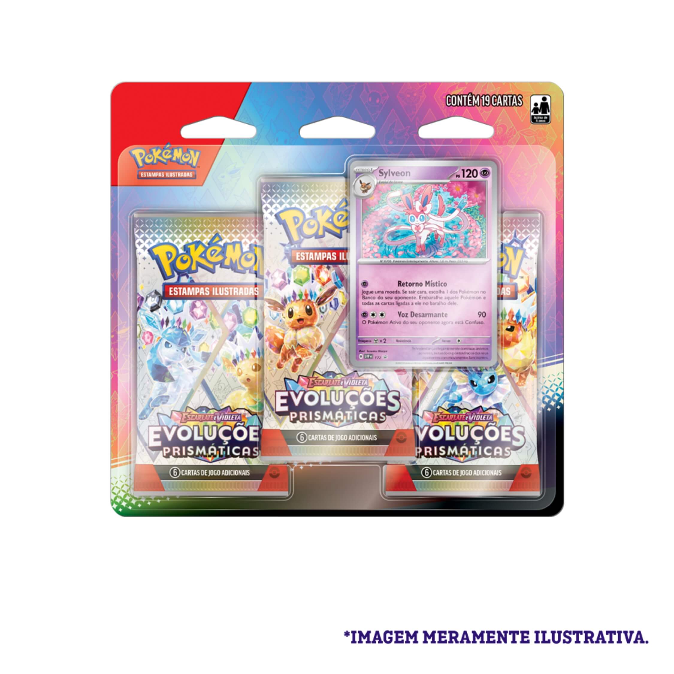 Pokemon 3x Blisters Triplos Evoluções Prismáticas EV8.5 Sylveon, Leafeon e Glaceon Copag - 35272