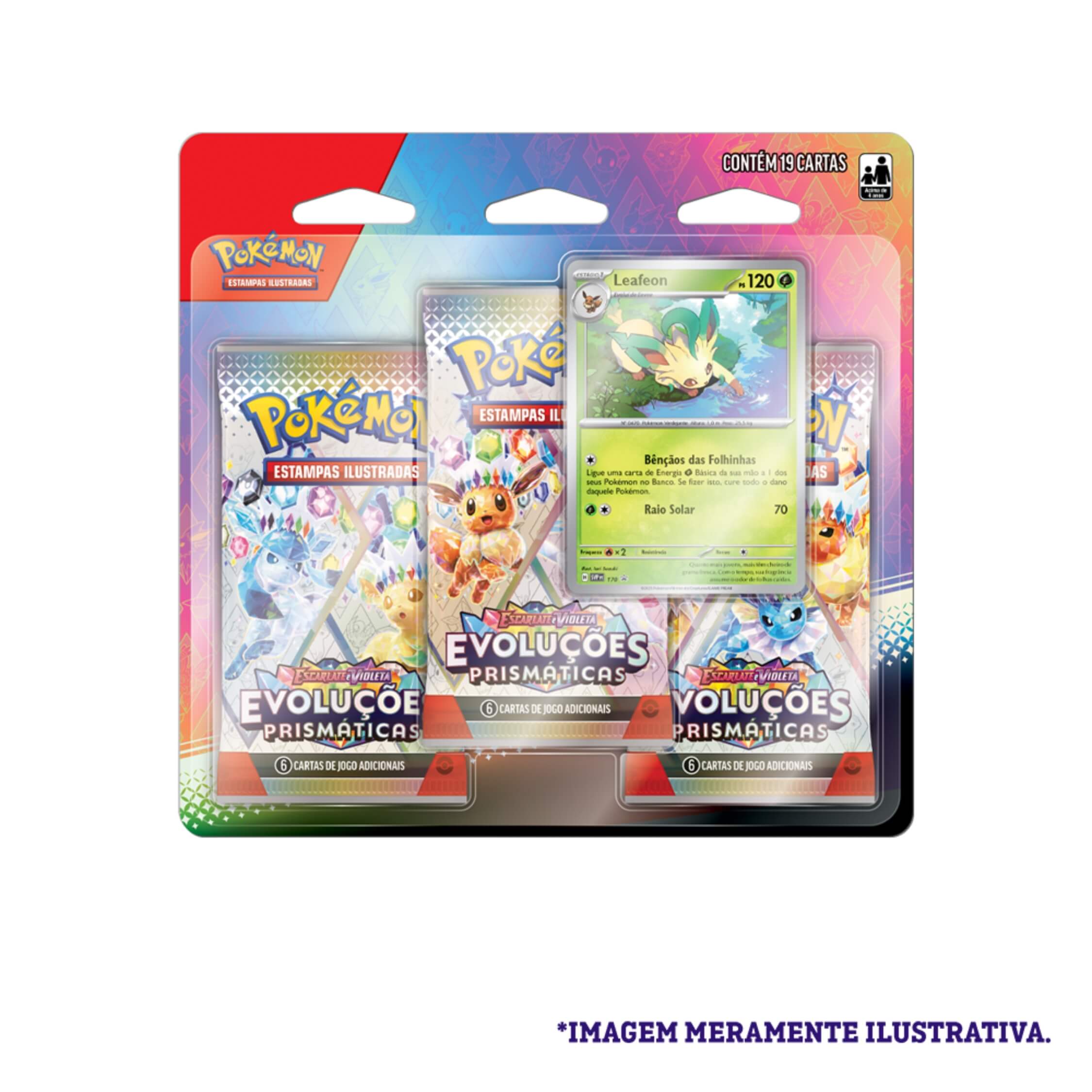 Pokemon 3x Blisters Triplos Evoluções Prismáticas EV8.5 Sylveon, Leafeon e Glaceon Copag - 35272