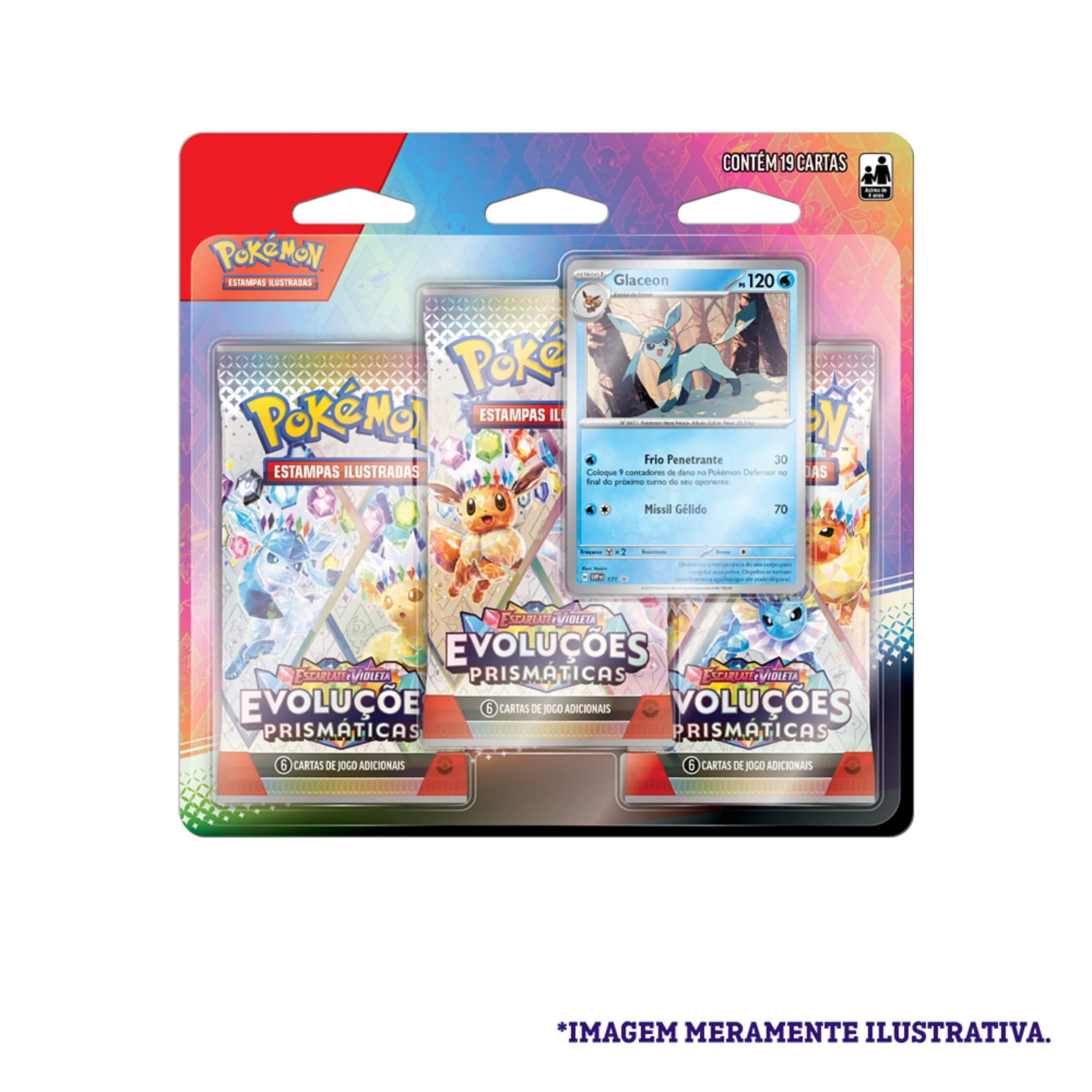 Pokemon 3x Blisters Triplos Evoluções Prismáticas EV8.5 Sylveon, Leafeon e Glaceon Copag - 35272