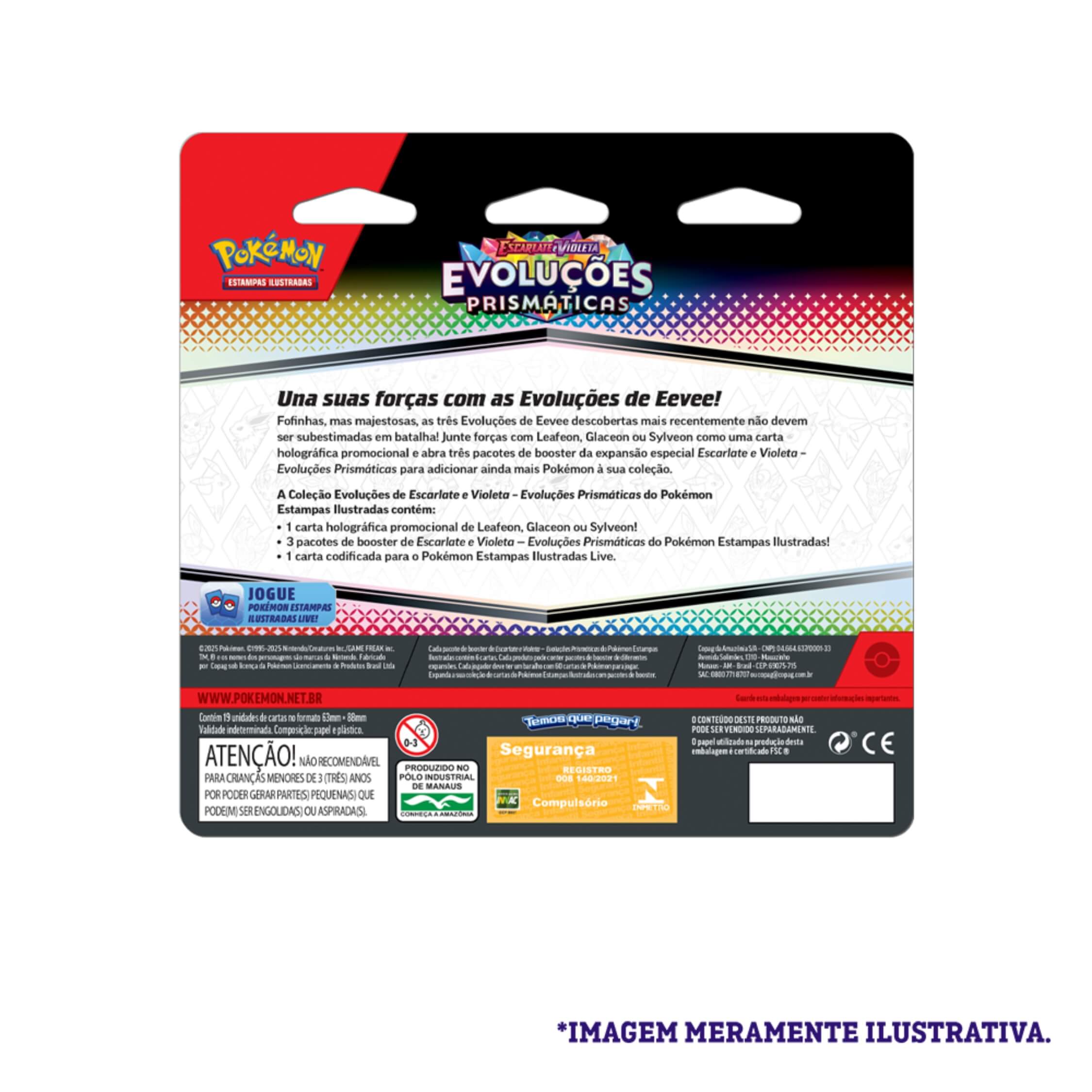 Pokemon 3x Blisters Triplos Evoluções Prismáticas EV8.5 Sylveon, Leafeon e Glaceon Copag - 35272