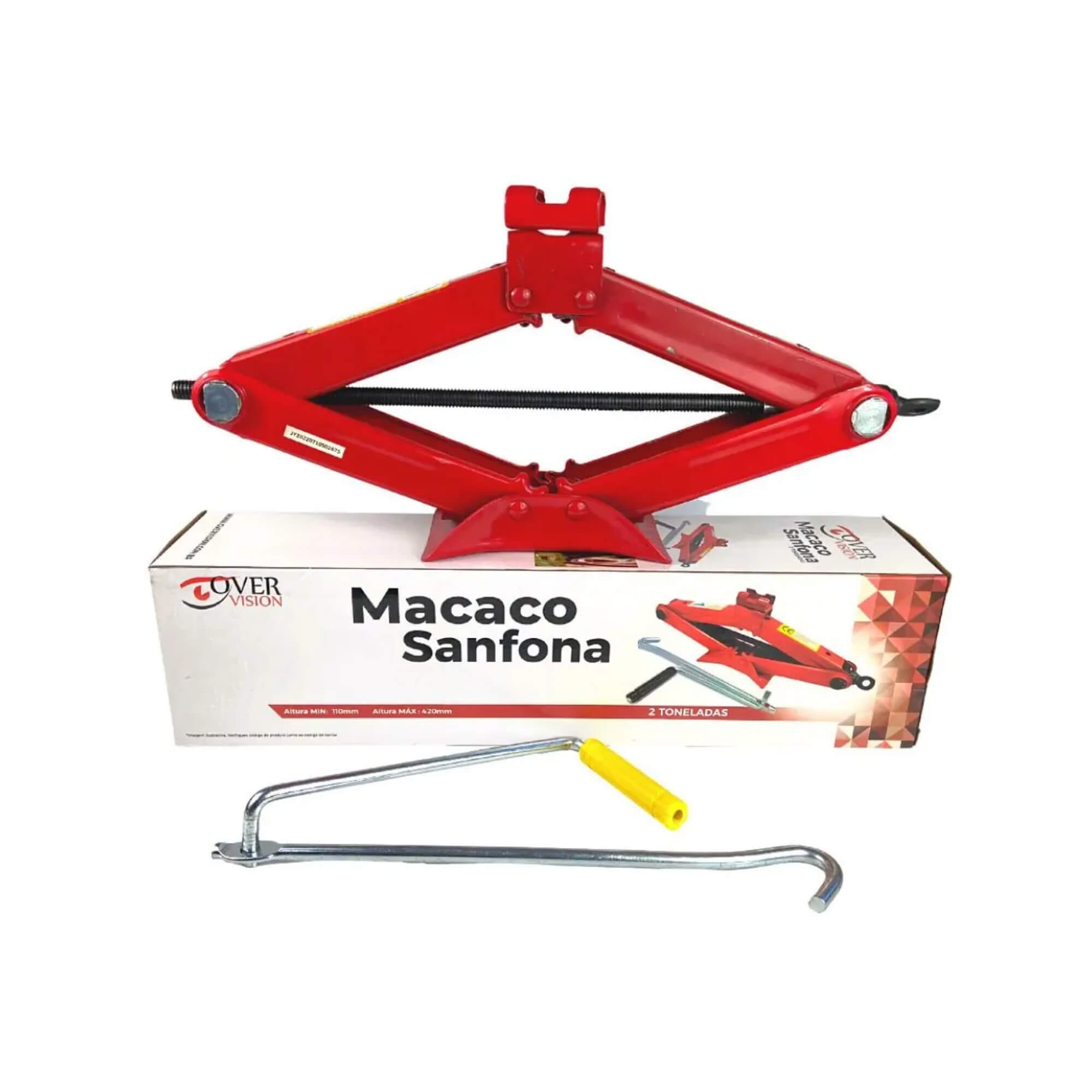 Macaco Automotivo Tipo Sanfona até 2 Toneladas Carro Universal Overvision - MAC-0006