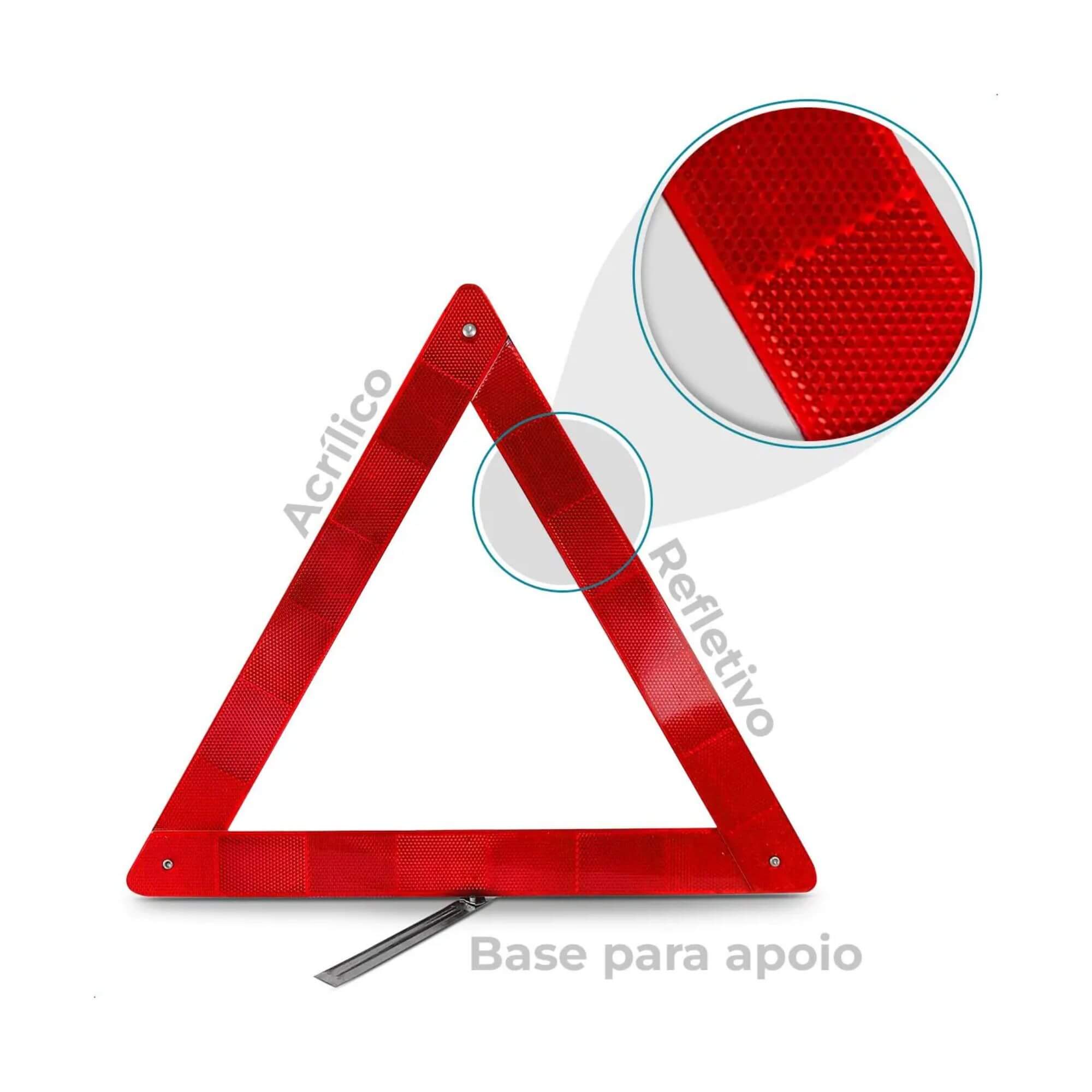 Triângulo de Sinalização Automotivo Refletivo c/ Base Tam 41x41x41cm Overvision - TRI-0001