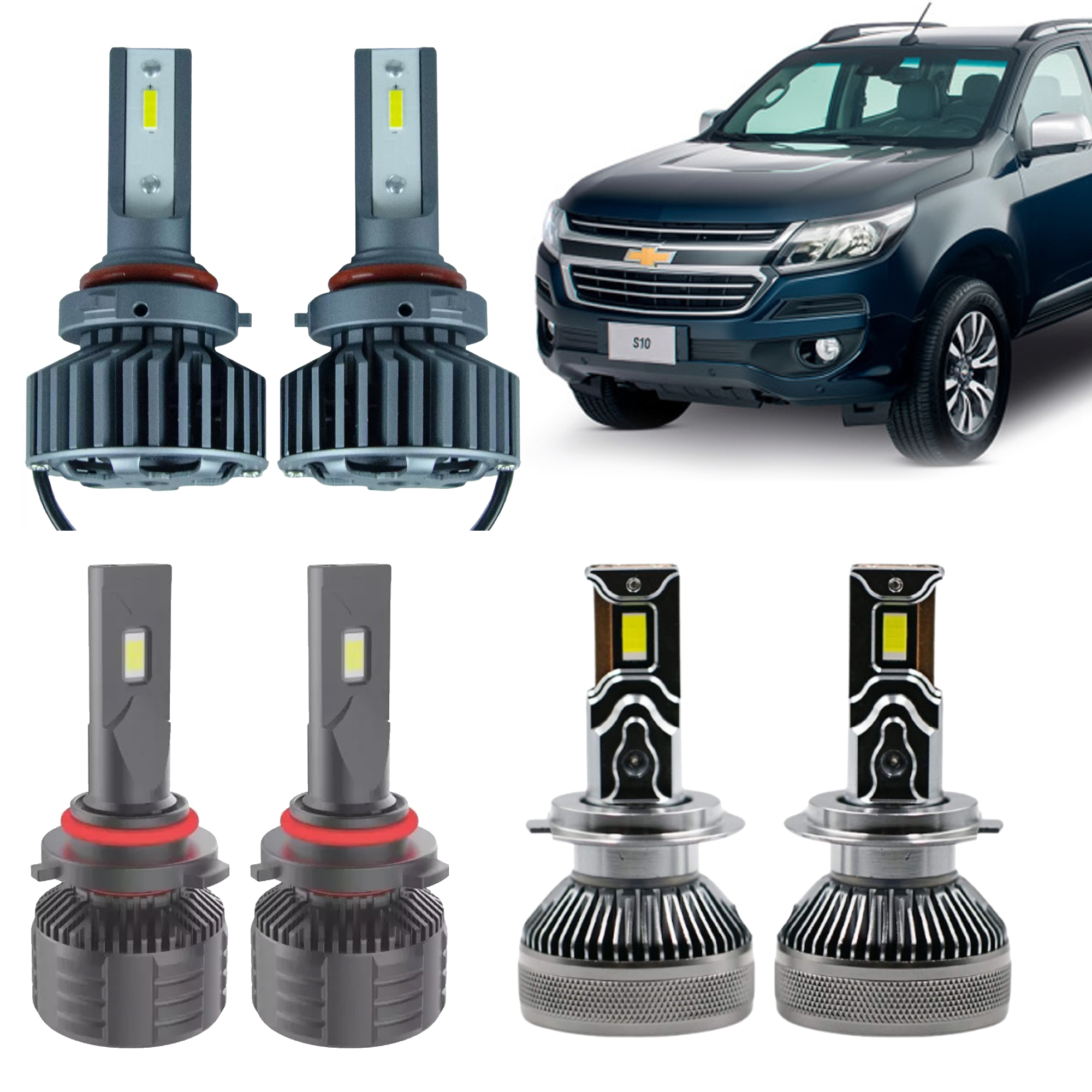 COMP Kit Lâmpada Ultra LED Alto Baixo e Milha S10 2017 em diante Com Canceller