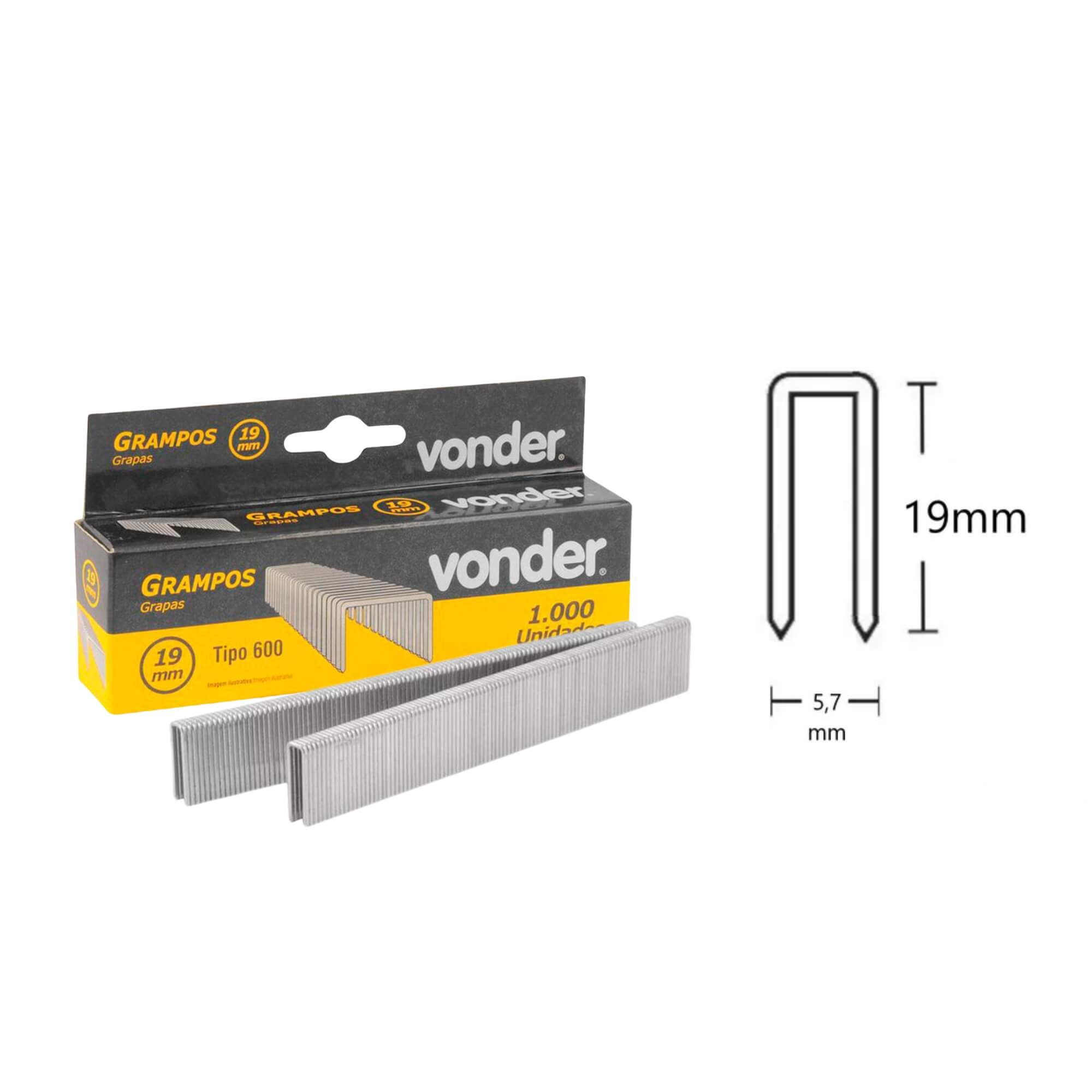 COMP Kit Grampeador Elétrico GPE916 220v + Caixa c/ 1000 Grampo Para Grampeador 19mm Vonder