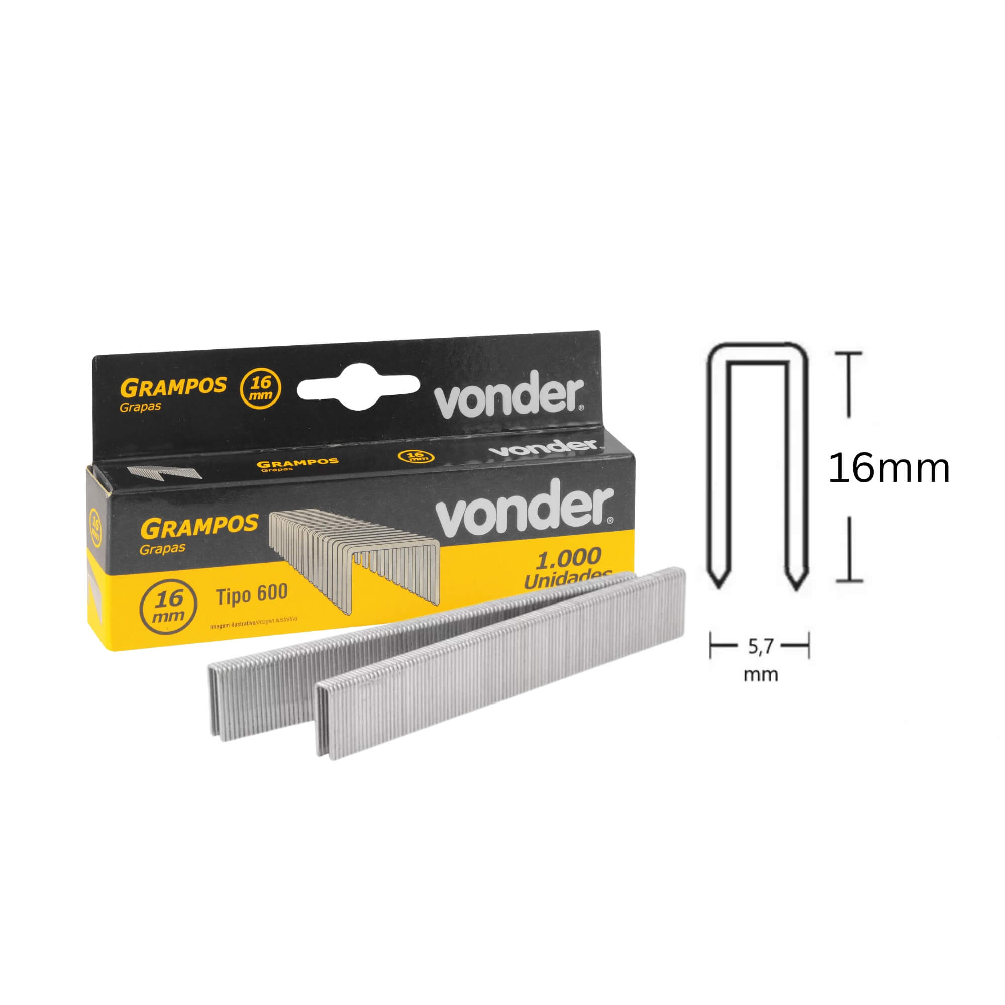 COMP Kit Grampeador Elétrico GPE916 220v + Caixa c/ 1000 Grampo Para Grampeador 16mm Vonder