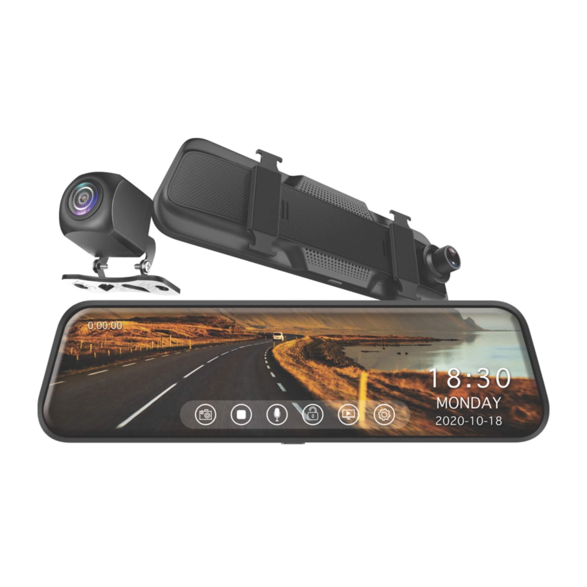 Retrovisor DVR MI Tela 9.6" Câmera Frontal / Ré Pro Line USB 12/24V Roadstar - RS1010BR MDVR MI