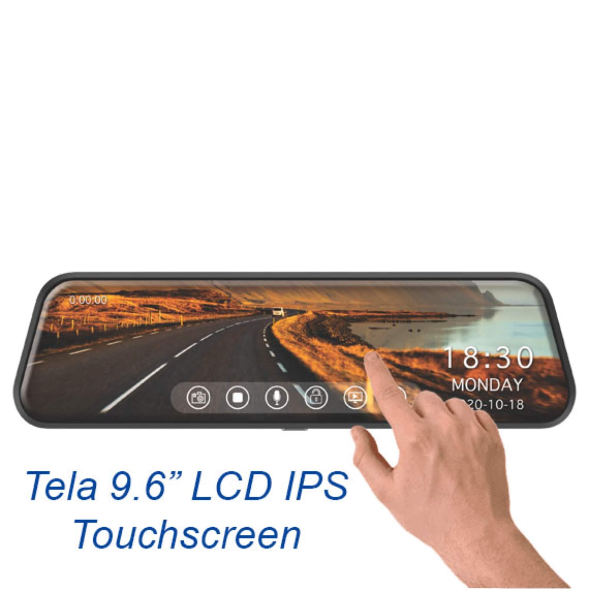 Retrovisor DVR MI Tela 9.6" Câmera Frontal / Ré Pro Line USB 12/24V Roadstar - RS1010BR MDVR MI