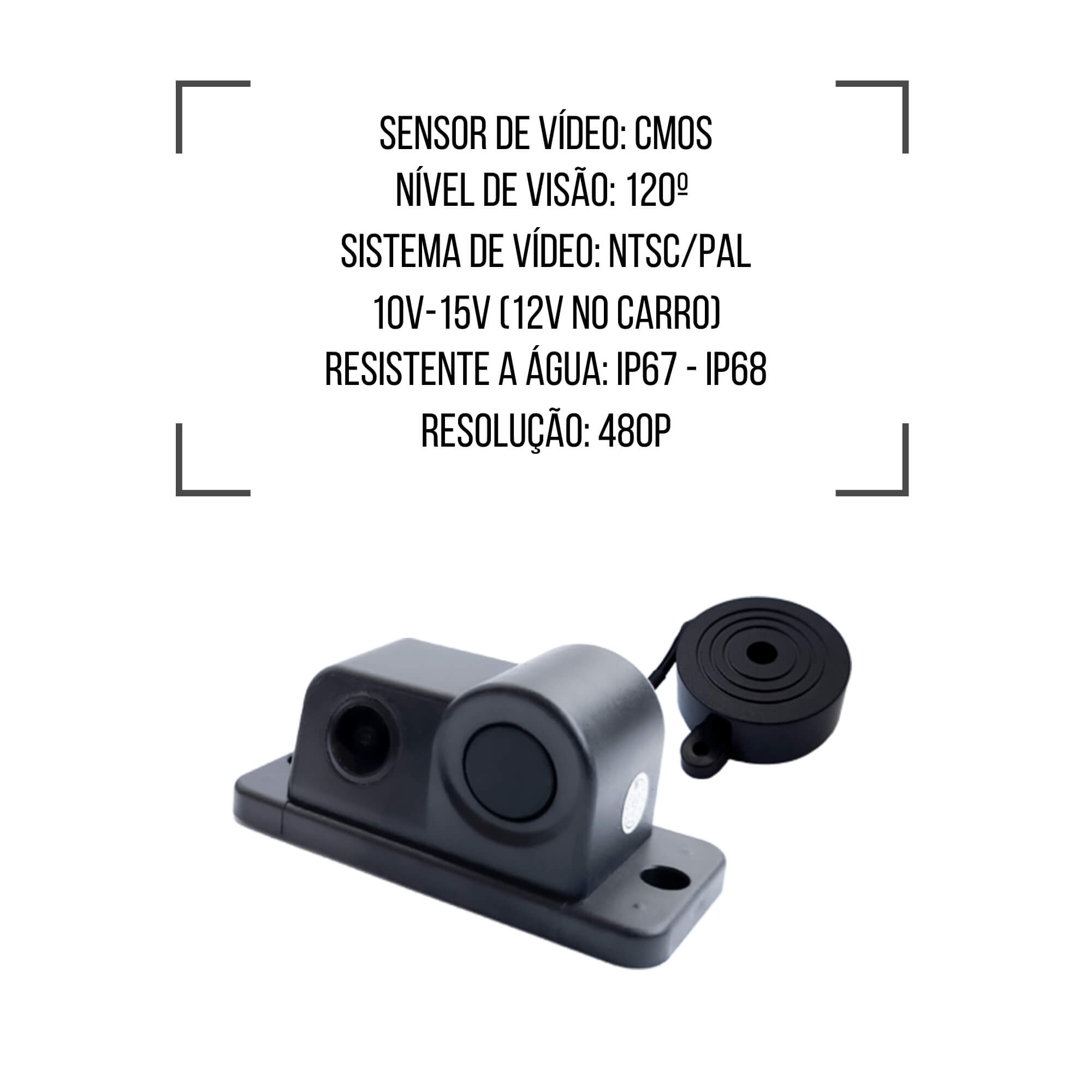Câmera de Ré Automotiva c/ Sensor de Estacionamento MI SC Pro Line Roadstar - RS231BR MI