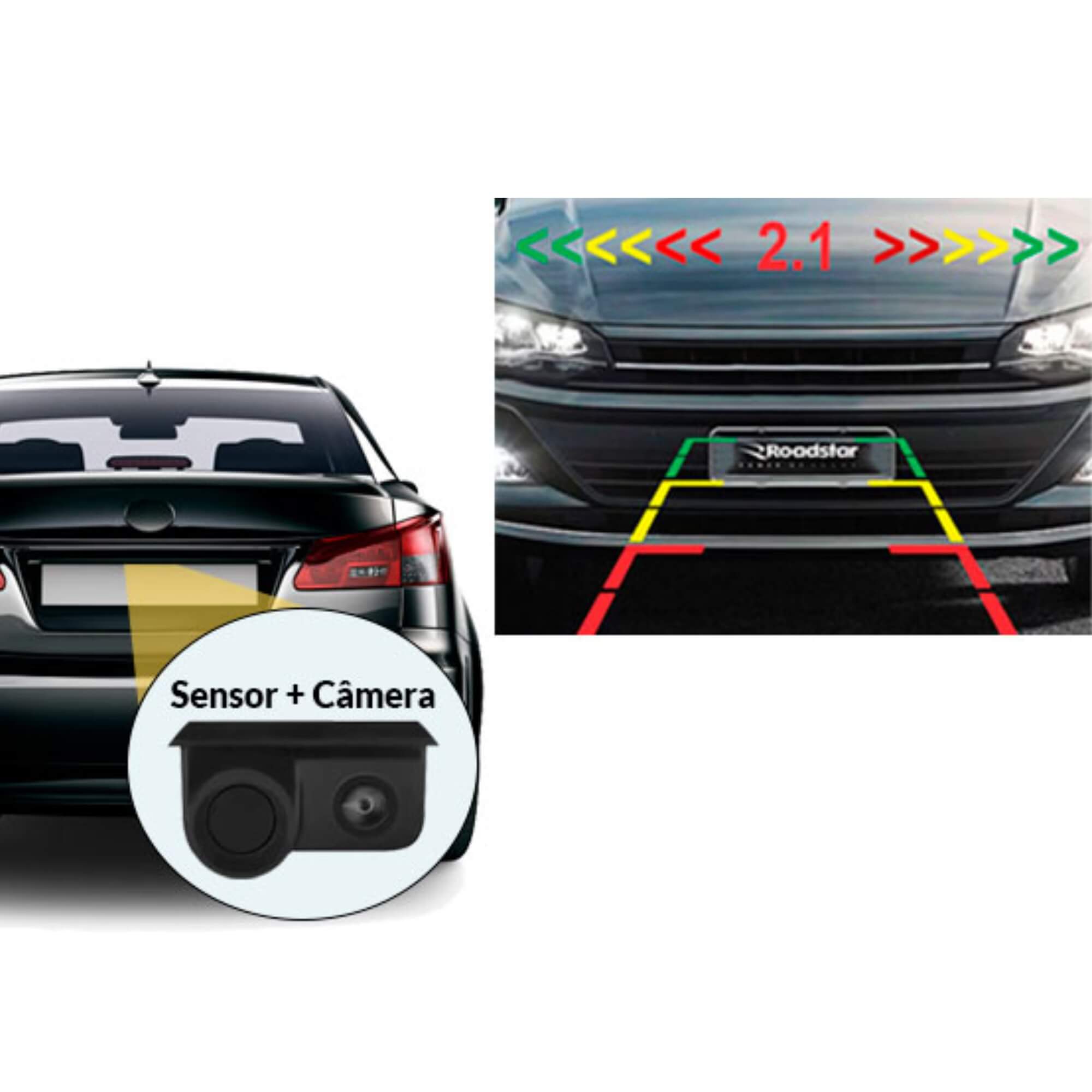 Câmera de Ré Automotiva c/ Sensor de Estacionamento MI SC Pro Line Roadstar - RS231BR MI