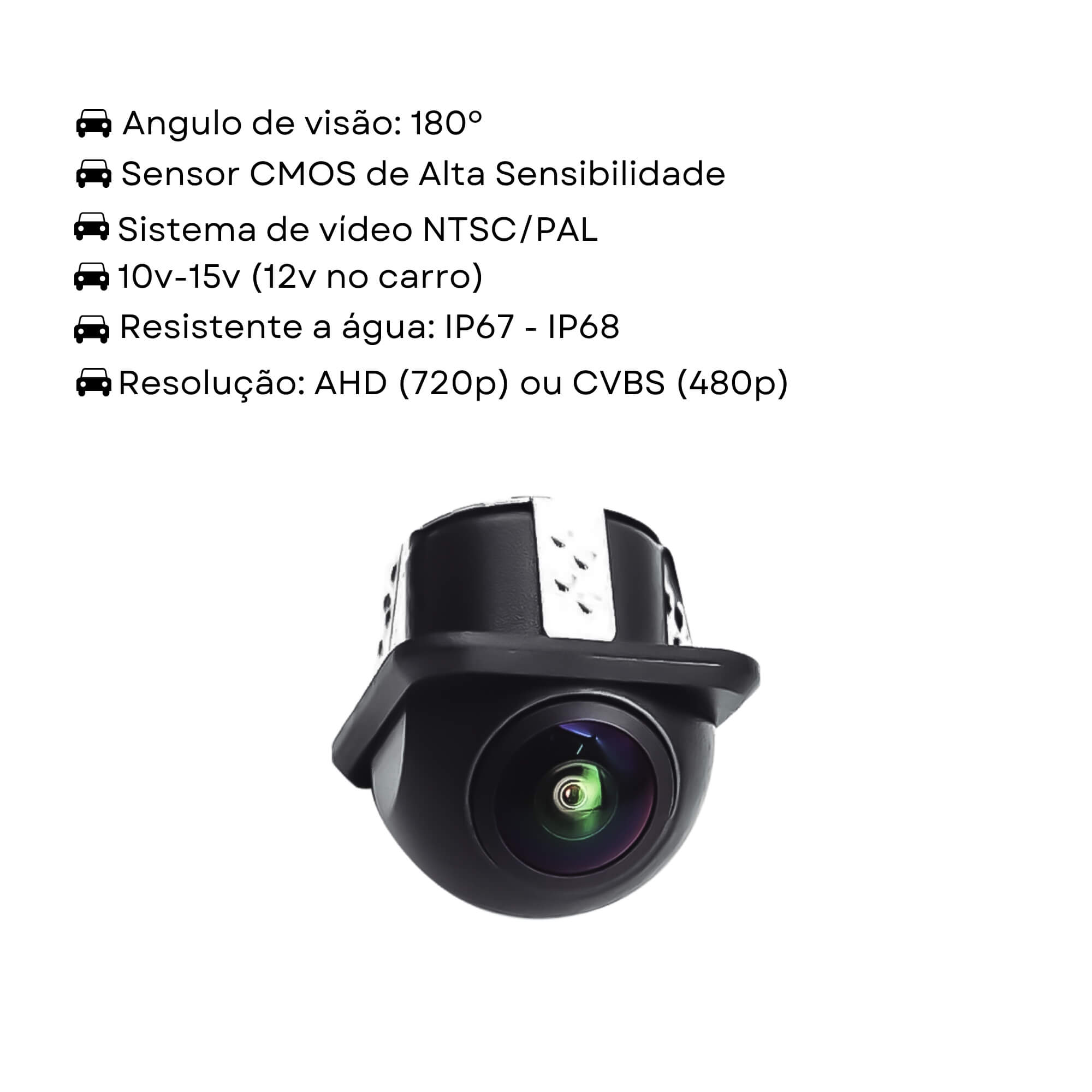 Câmera Auxiliar de Ré / Frontal Automotiva Tartaruga MI CT Pro Line Roadstar - RS280BR MI