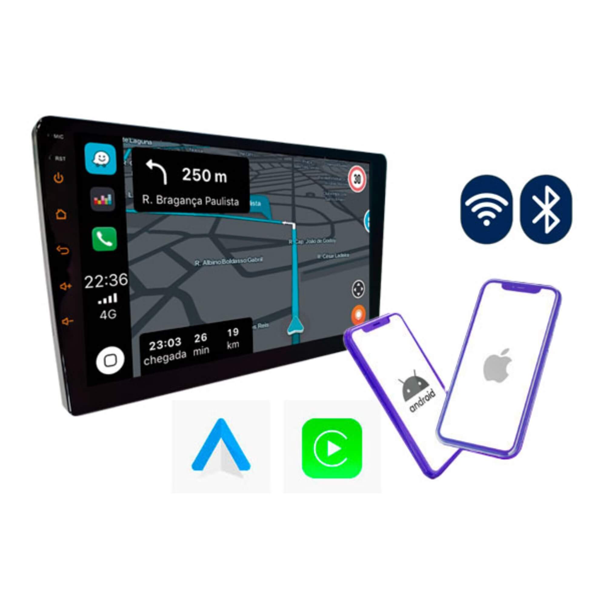 Multimídia Android Carplay Vidro Full Touch 9" Memória RAM 2Gb Roadstar - RS918BR MI