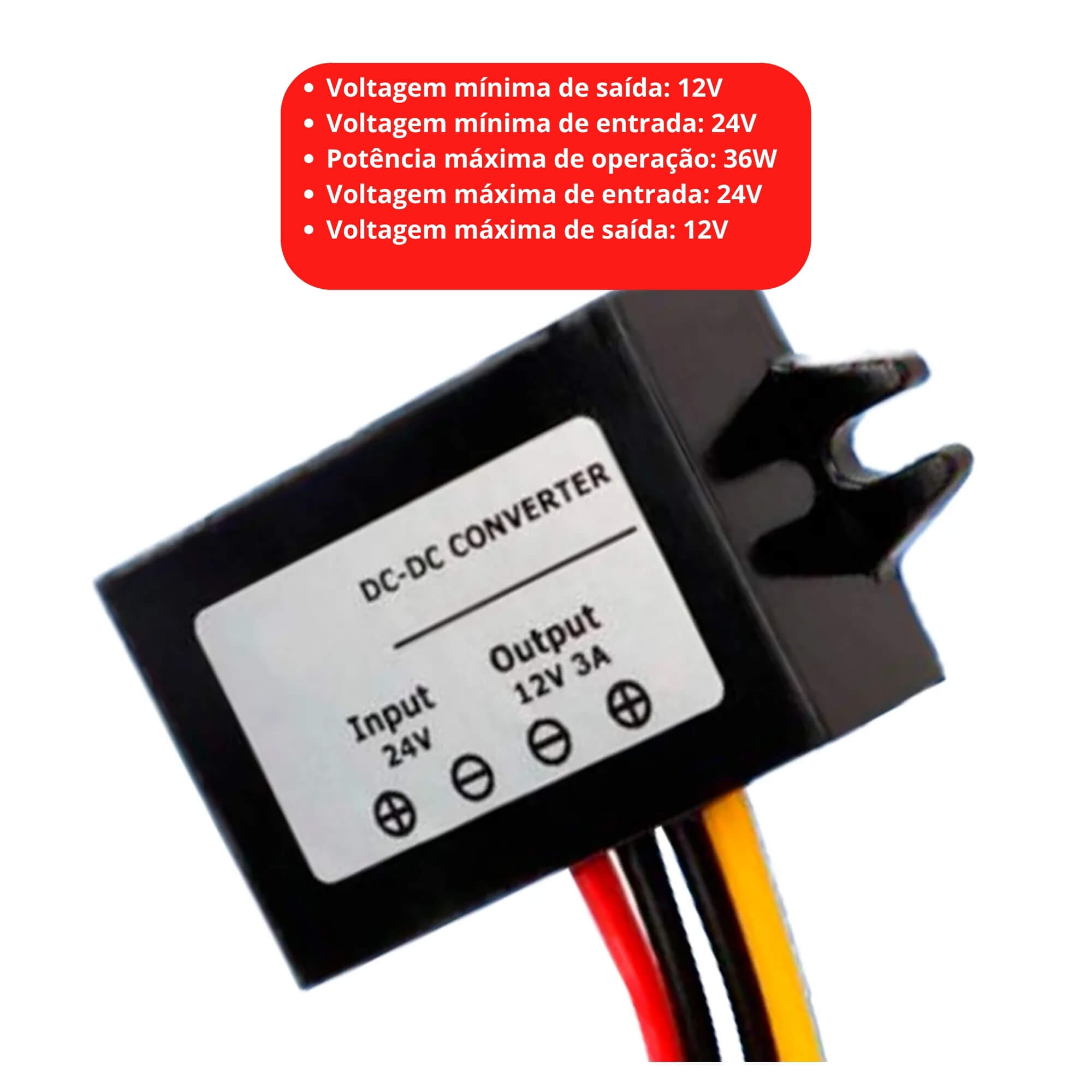 Conversor de Tensão 24v para 12v 36w Roadstar - RS2412BR MI