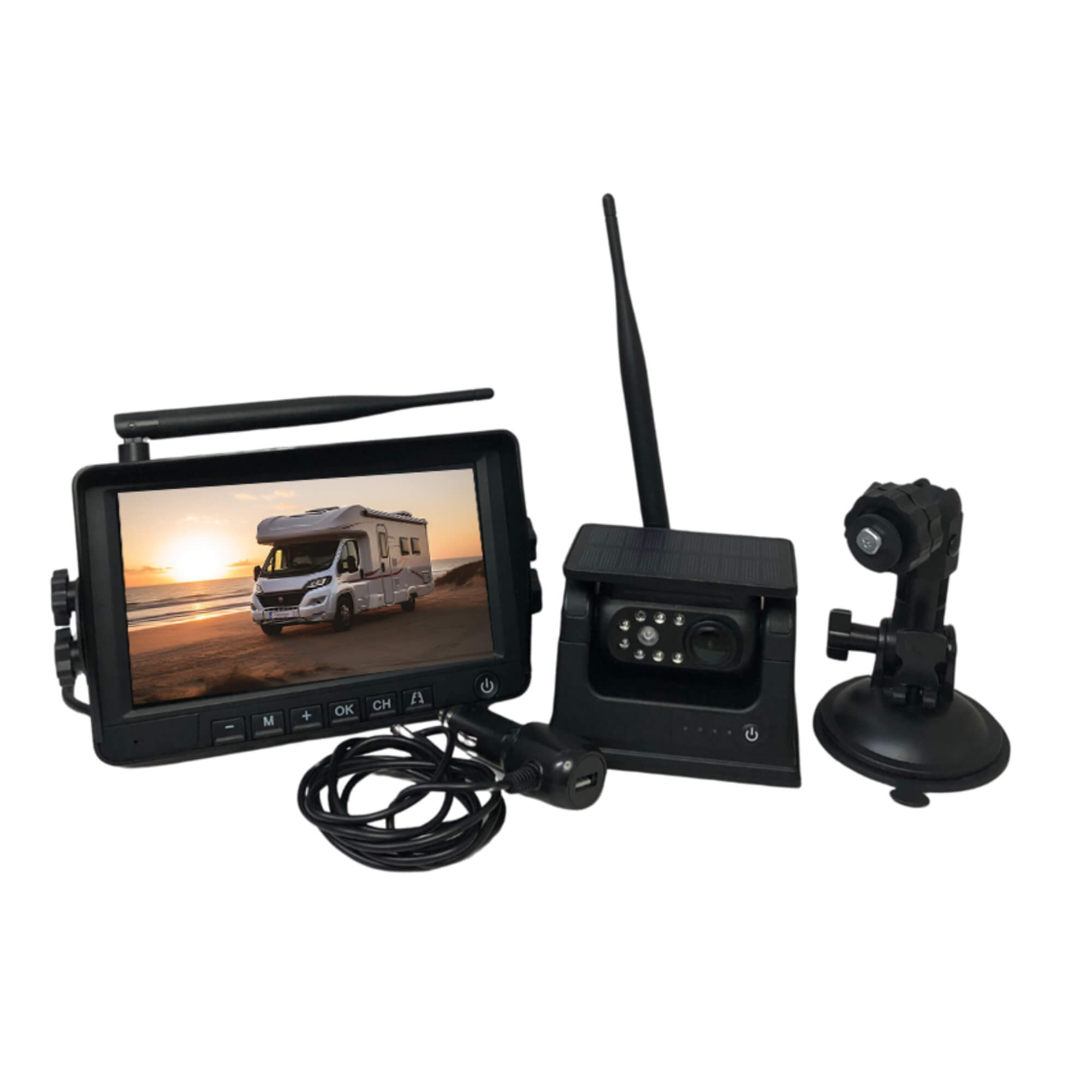 Kit Monitor DVR 7" IPS + Câmera Solar I.R. Wireless 2.4 Ghz Roadstar - RS777BR MI