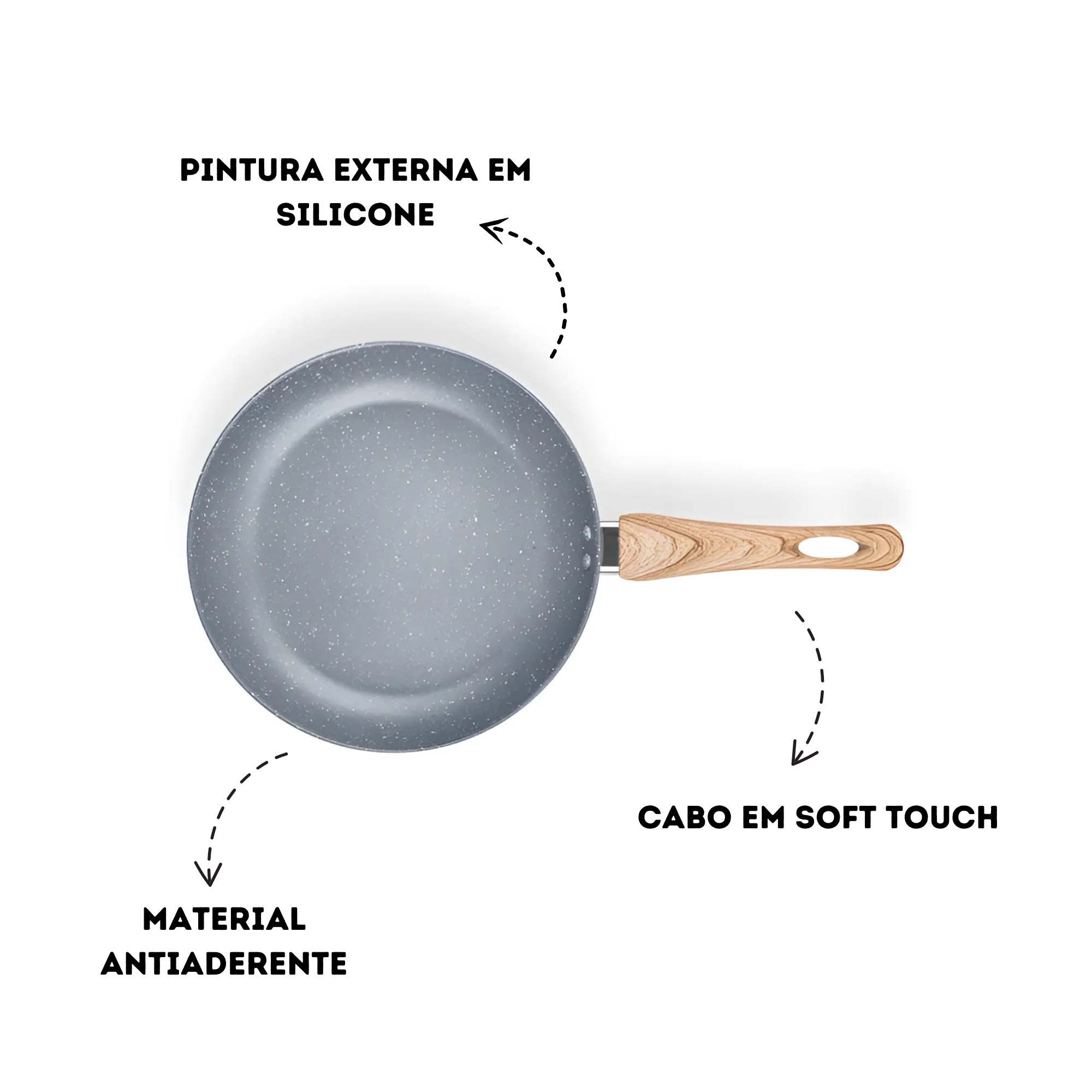 Frigideira Antiaderente Induction Pro Ceramic-Flon Cor Cinza N.24 1,8L 24cm MTA - 8536