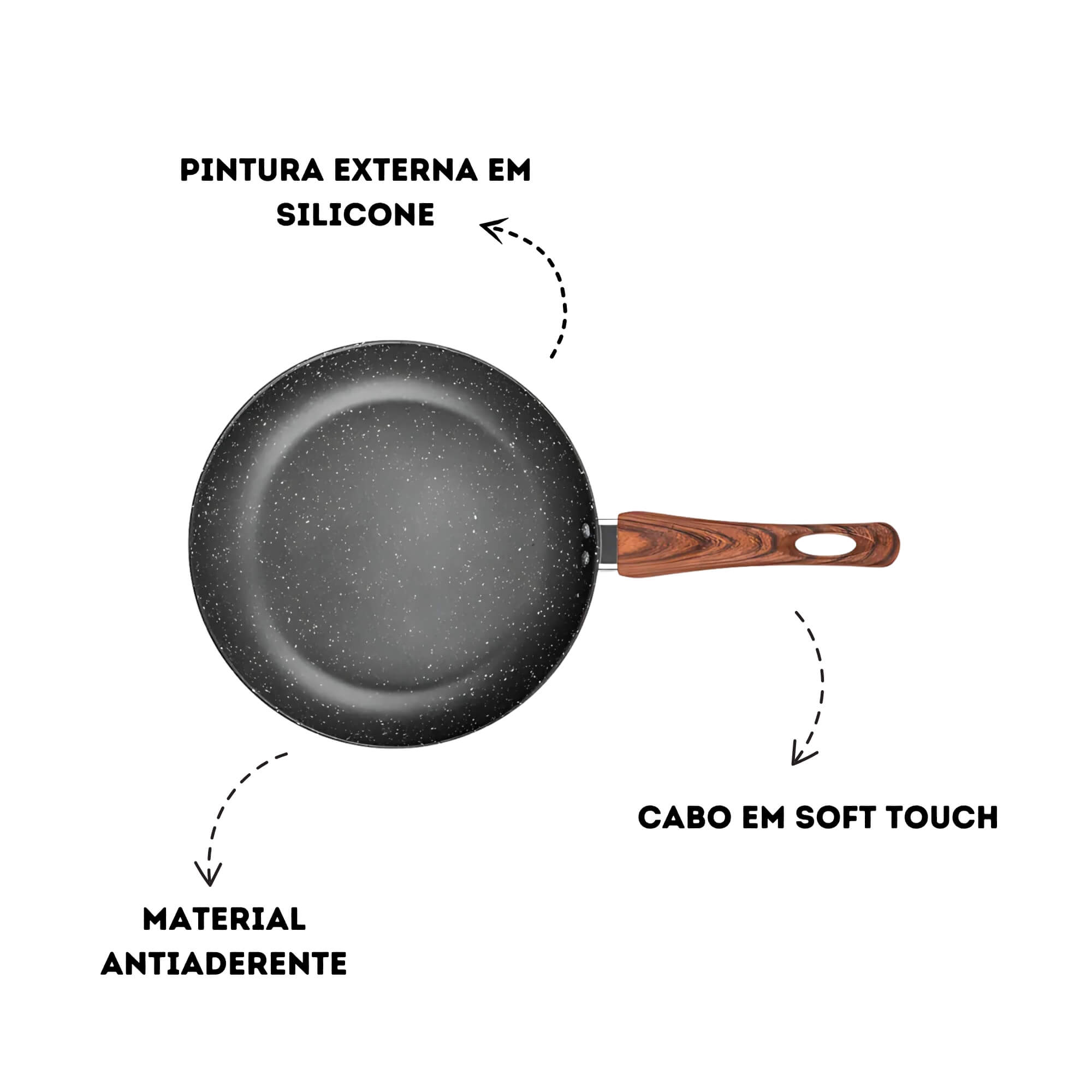 Frigideira Antiaderente Induction Pro Ceramic-Flon Cor Preta N.24 1,8L 24cm MTA - 8506