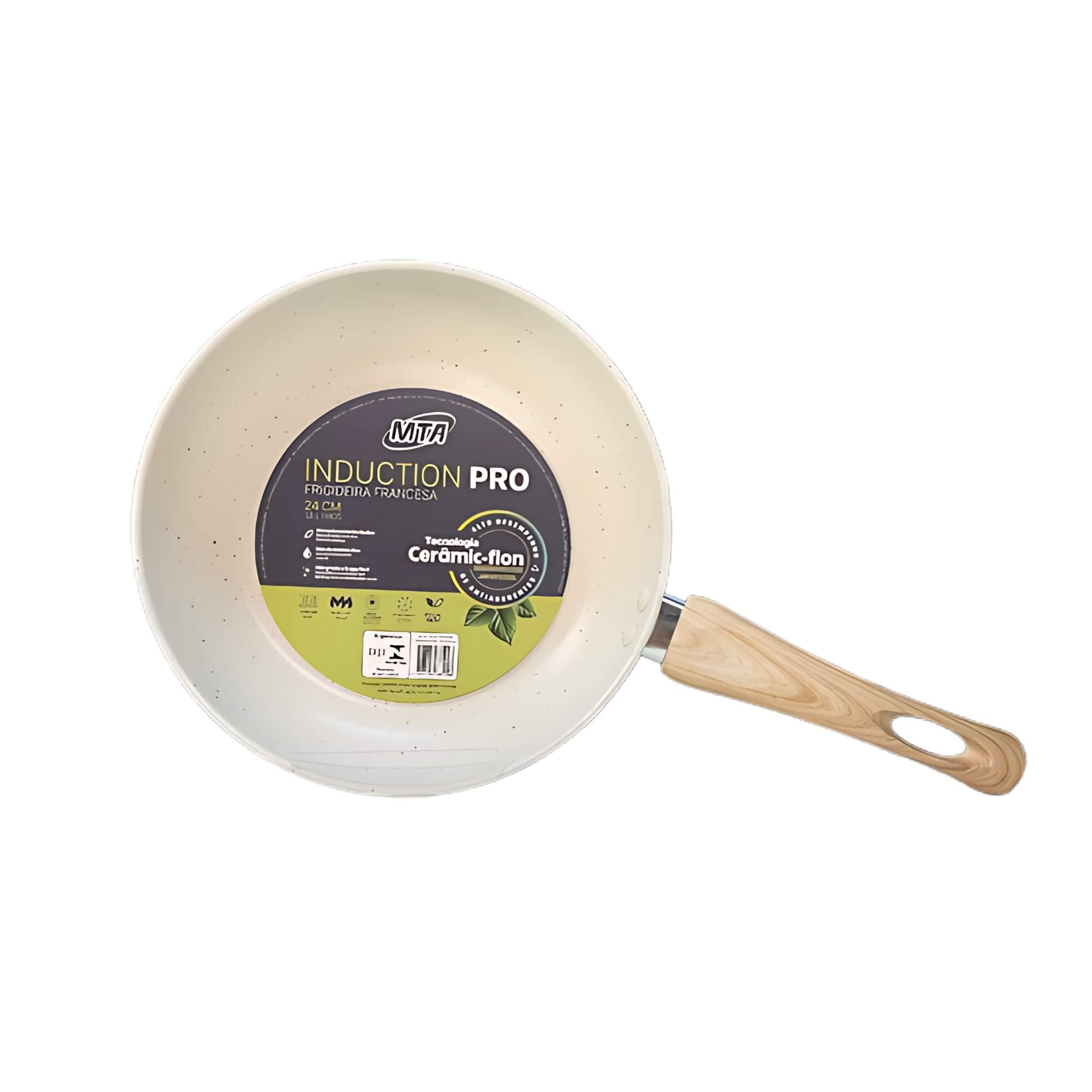 Frigideira Antiaderente Induction Pro Vanilla Ceramic-Flon N.24 1,8L 24cm MTA - 8529