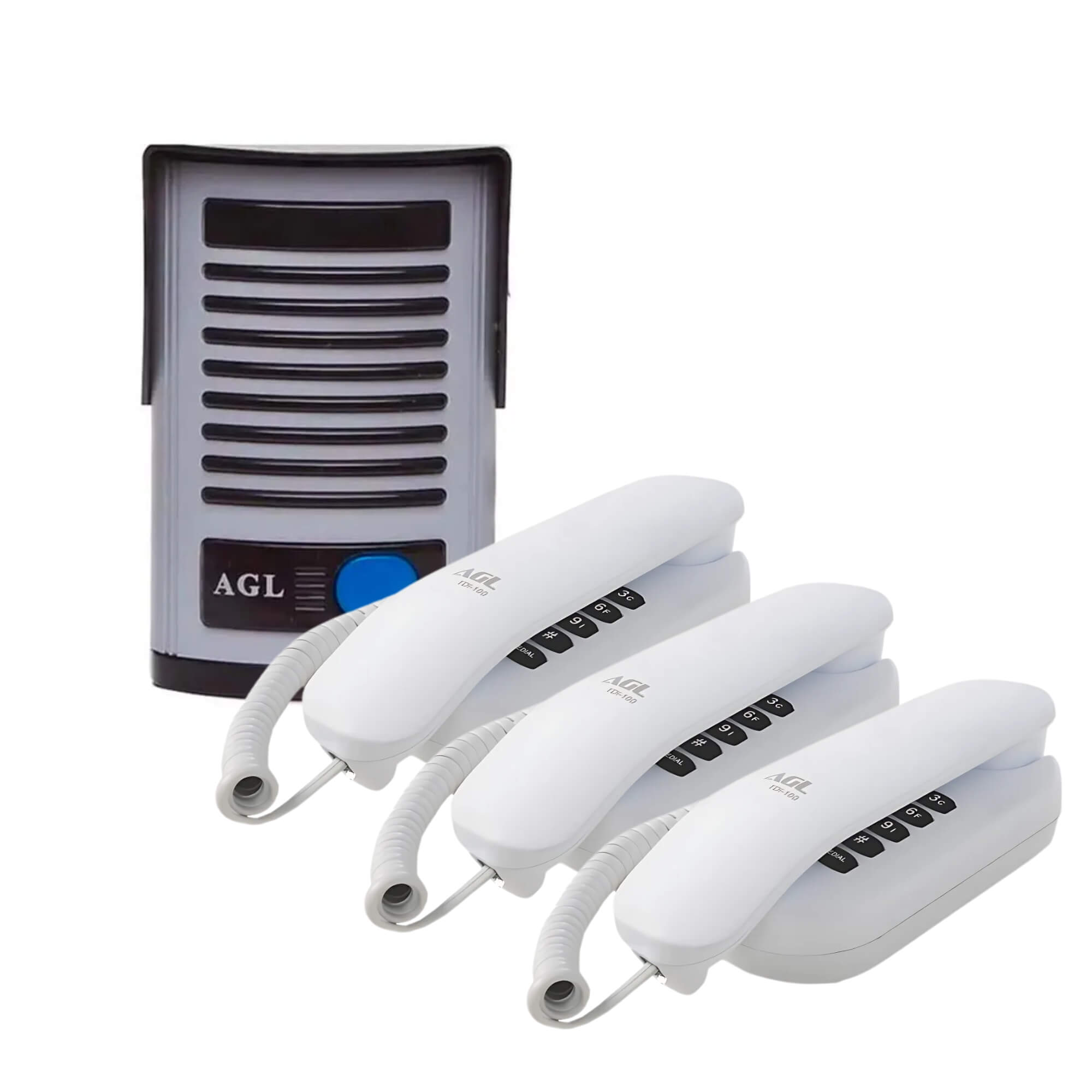 COMP Kit Interfone Monofone Extensão + Porteiro Eletrônico P20 AGL ABS Pequeno Cinza