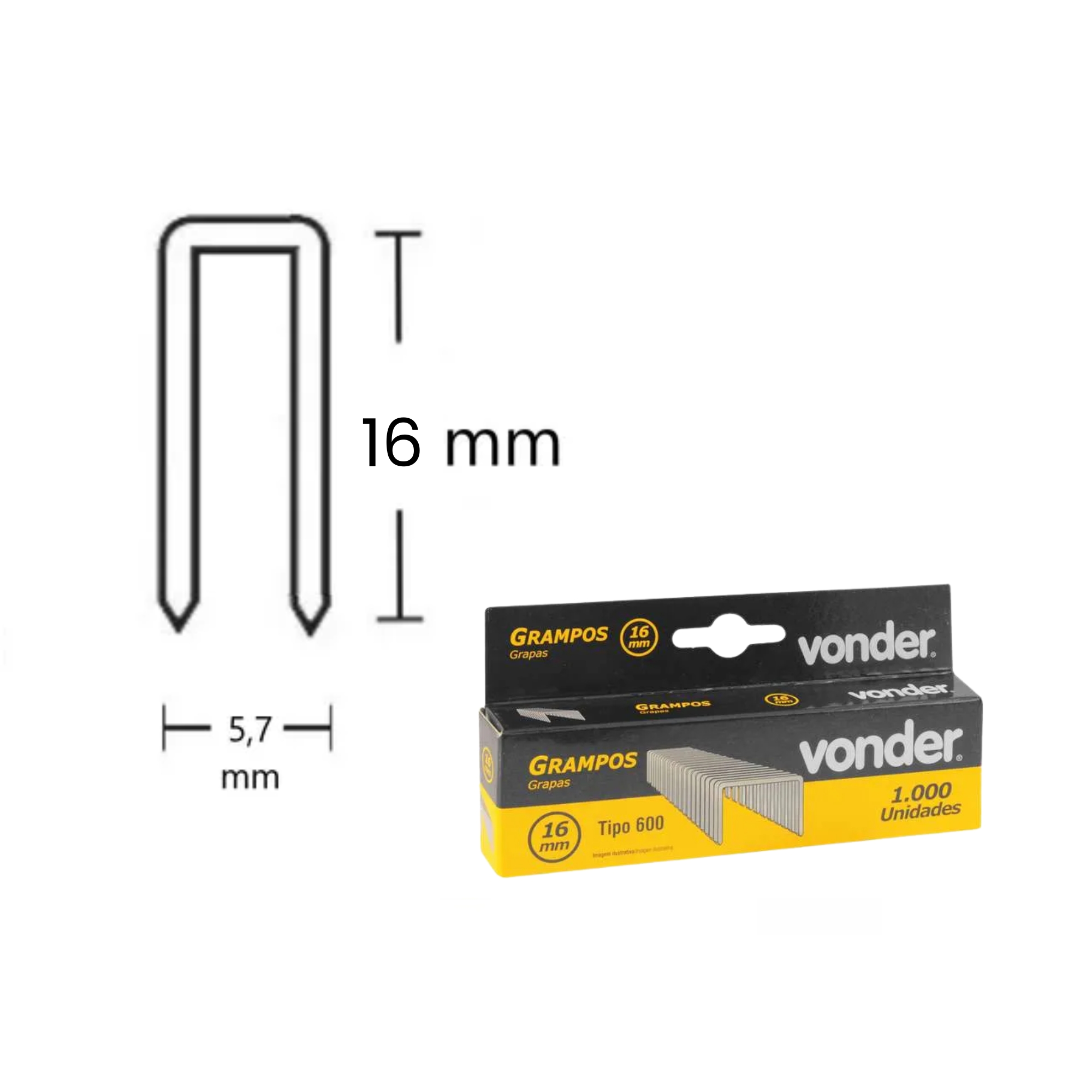 COMP Kit Grampeador / Pinador Elétrico GPE916 220v + 5 Caixas c/ 1000 Grampos 16mm Vonder