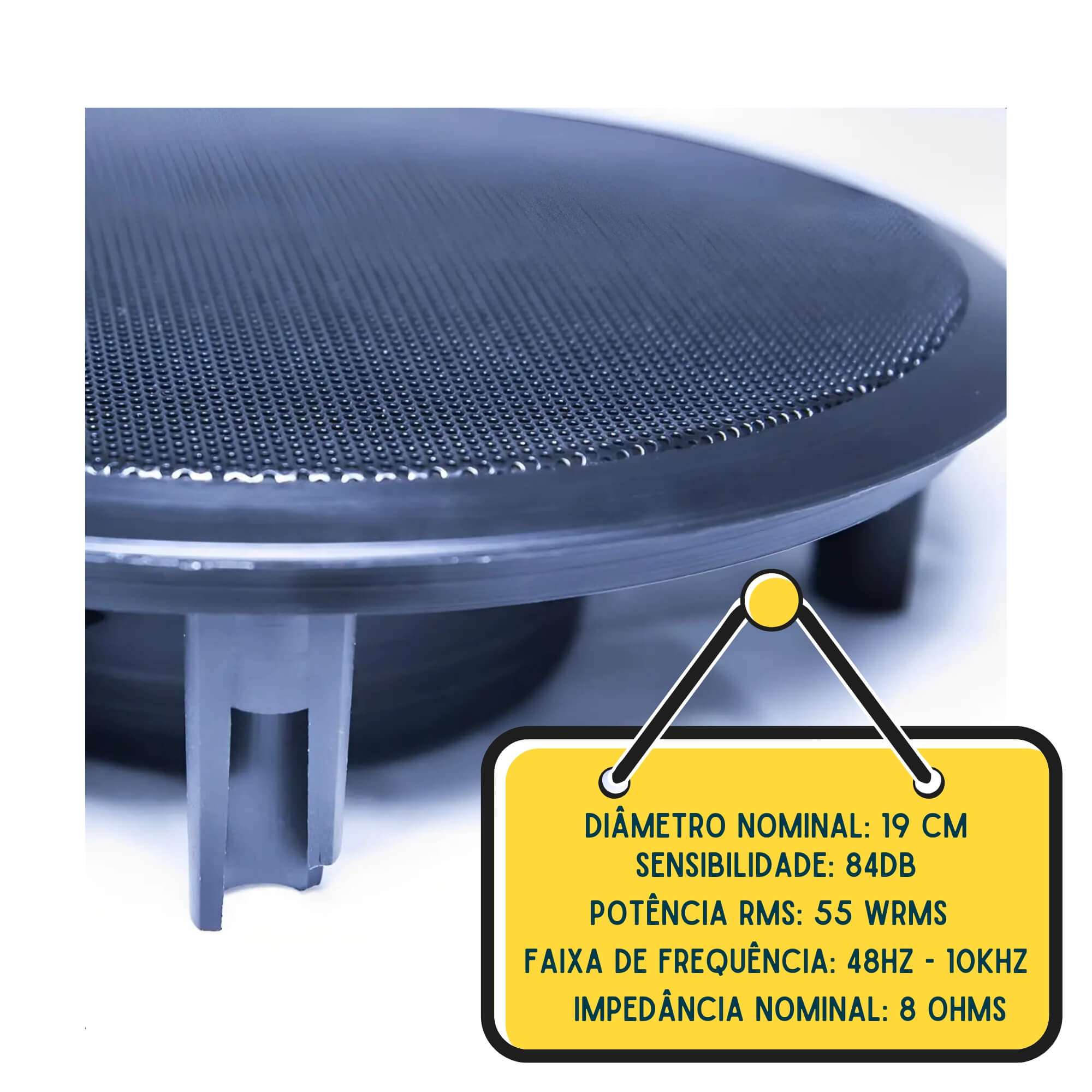 COMP Kit 10 Caixa Acústica Arandela Orion Full Range 6P 55W 8R Redonda Cor Preta Leson - 2LS00078P