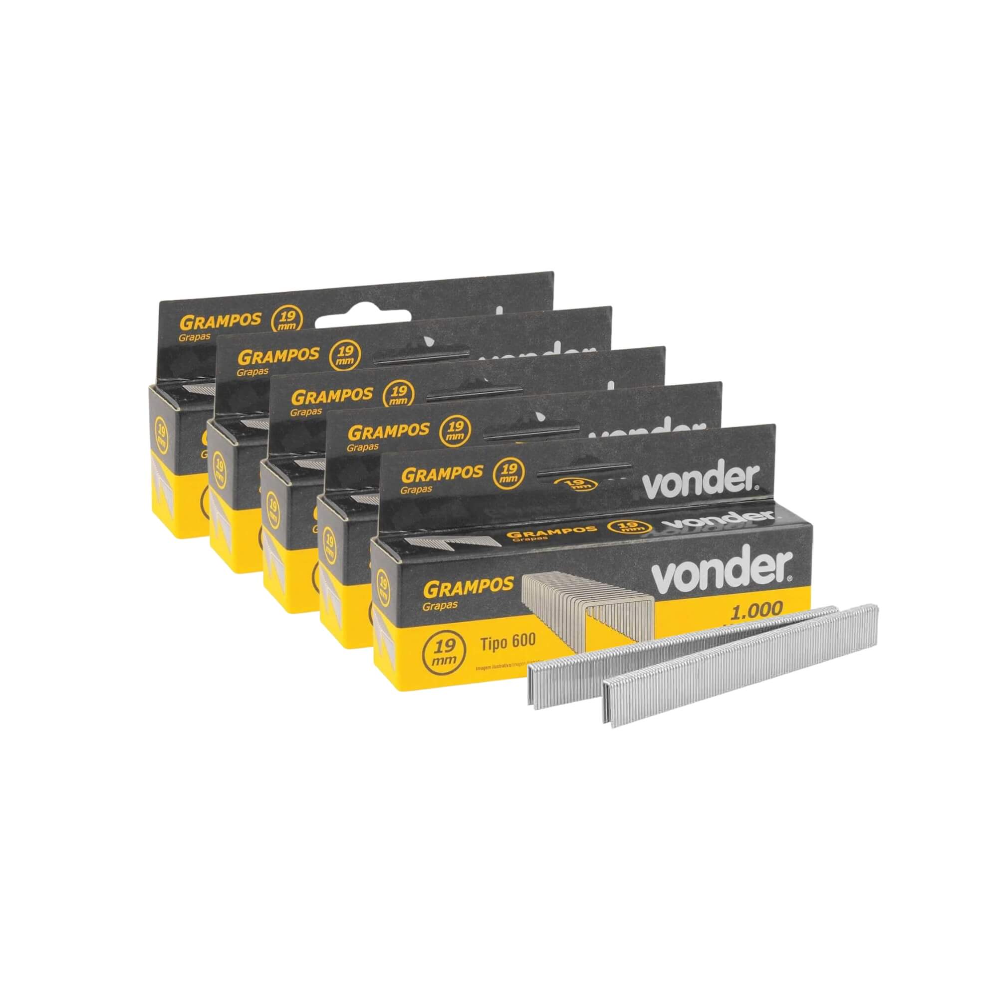 COMP Kit Grampos 19mm p/ Grampeador GPE-916 5 Caixas c/ 1000 unidades Vonder