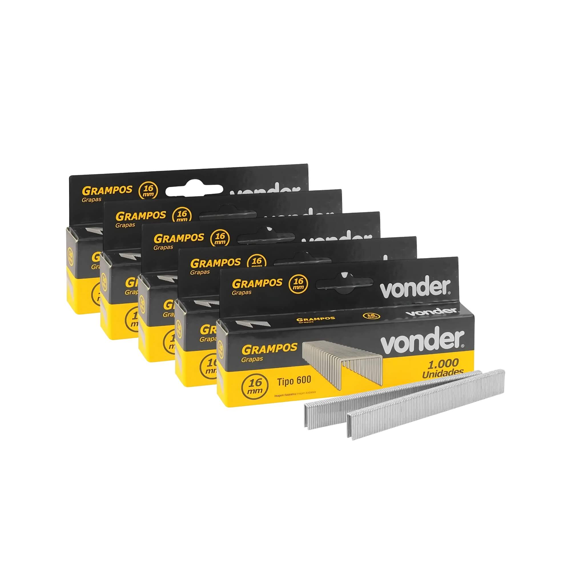 COMP Kit Grampos 16mm p/ Grampeador GPE-916 5 Caixas c/ 1000 unidades Vonder