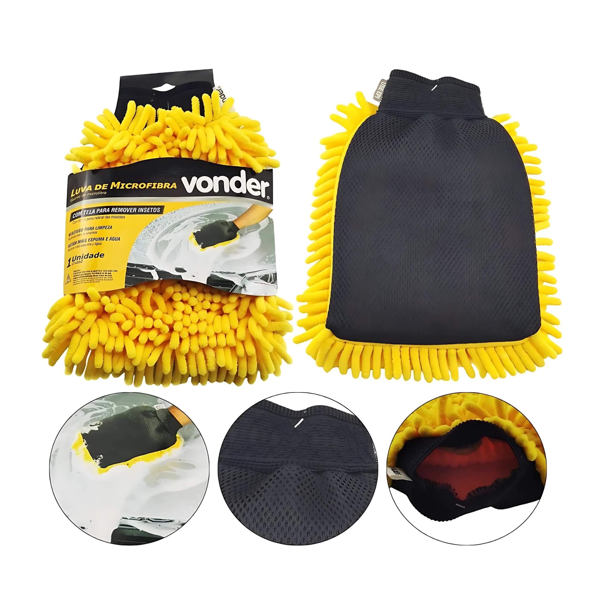 COMP Kit de Limpeza Automotivo Feramentas Multiuso Toalha Luva Esponja Esguichos Vonder