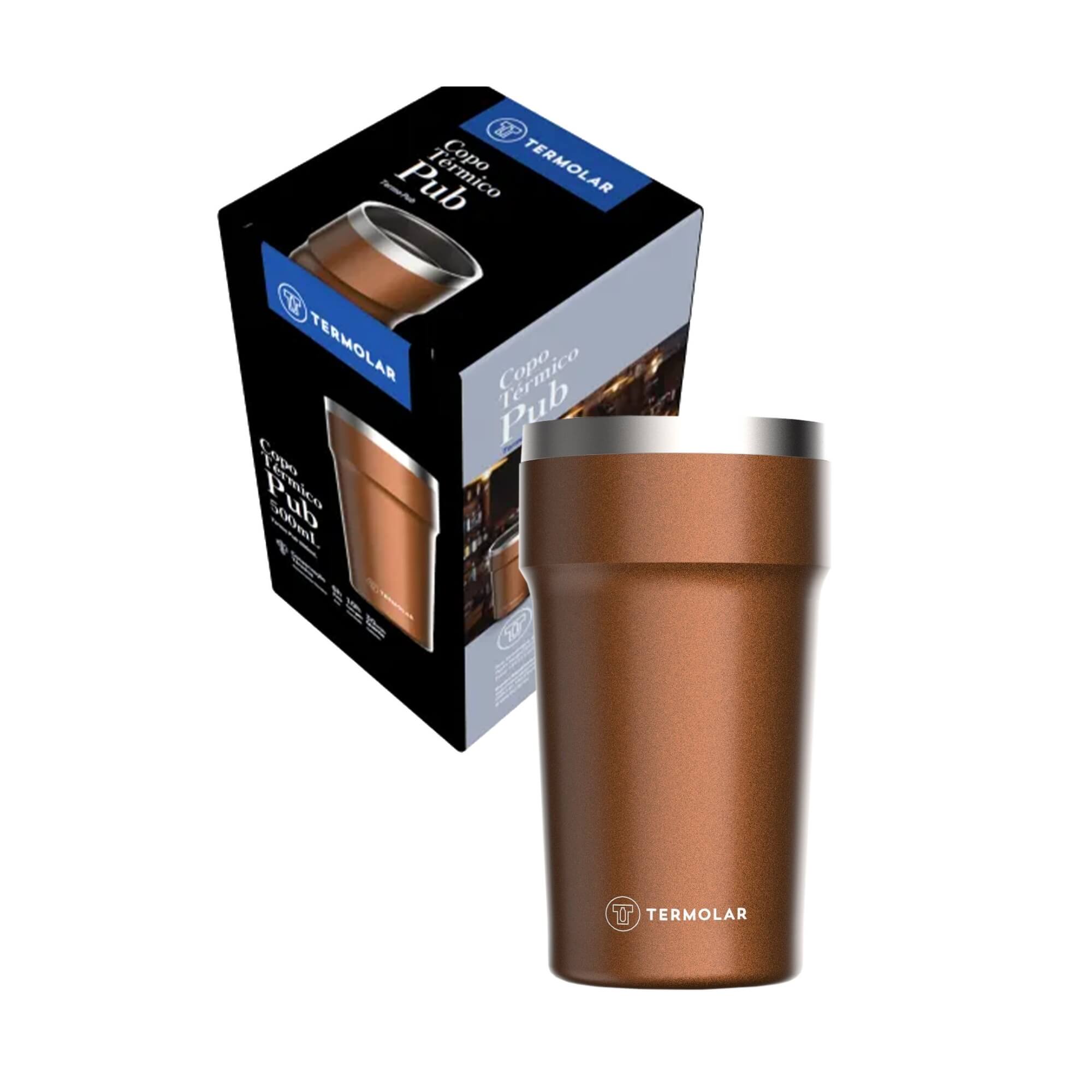 COMP Kit Copo Térmico 500ml Inox Laranja + Caixa Térmica SUV 20L Vermelha Termolar