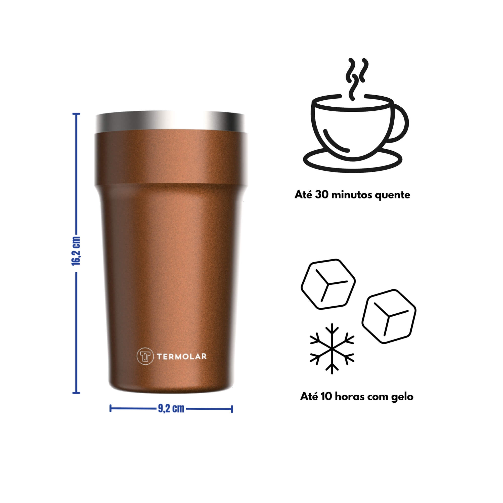 COMP Kit Copo Térmico 500ml Inox Laranja + Caixa Térmica SUV 20L Vermelha Termolar
