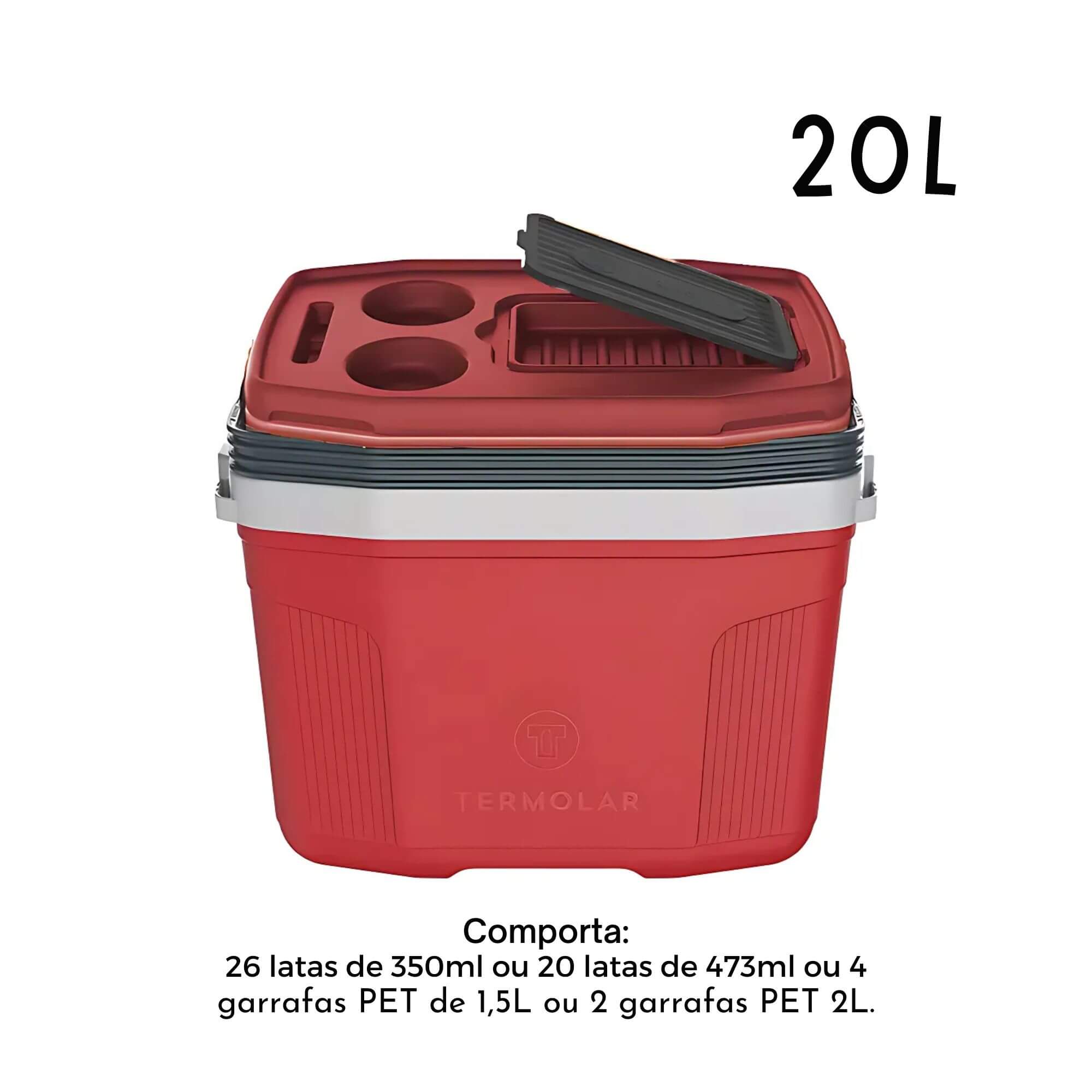 COMP Kit Copo Térmico 500ml Inox Laranja + Caixa Térmica SUV 20L Vermelha Termolar