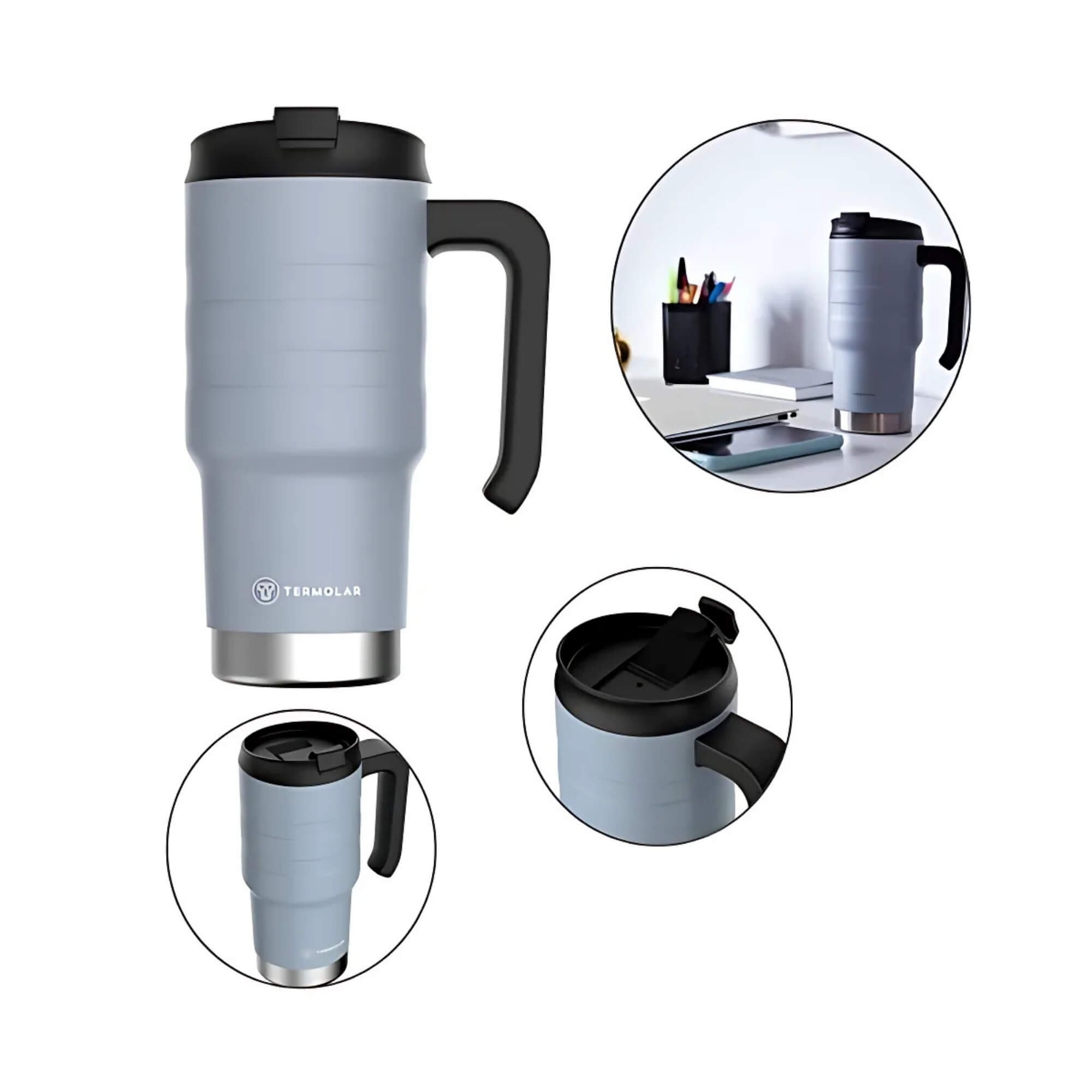 COMP Kit Copo Térmico Moove Cinza 590ml + Caixa Térmica SUV 20L Vermelha Termolar