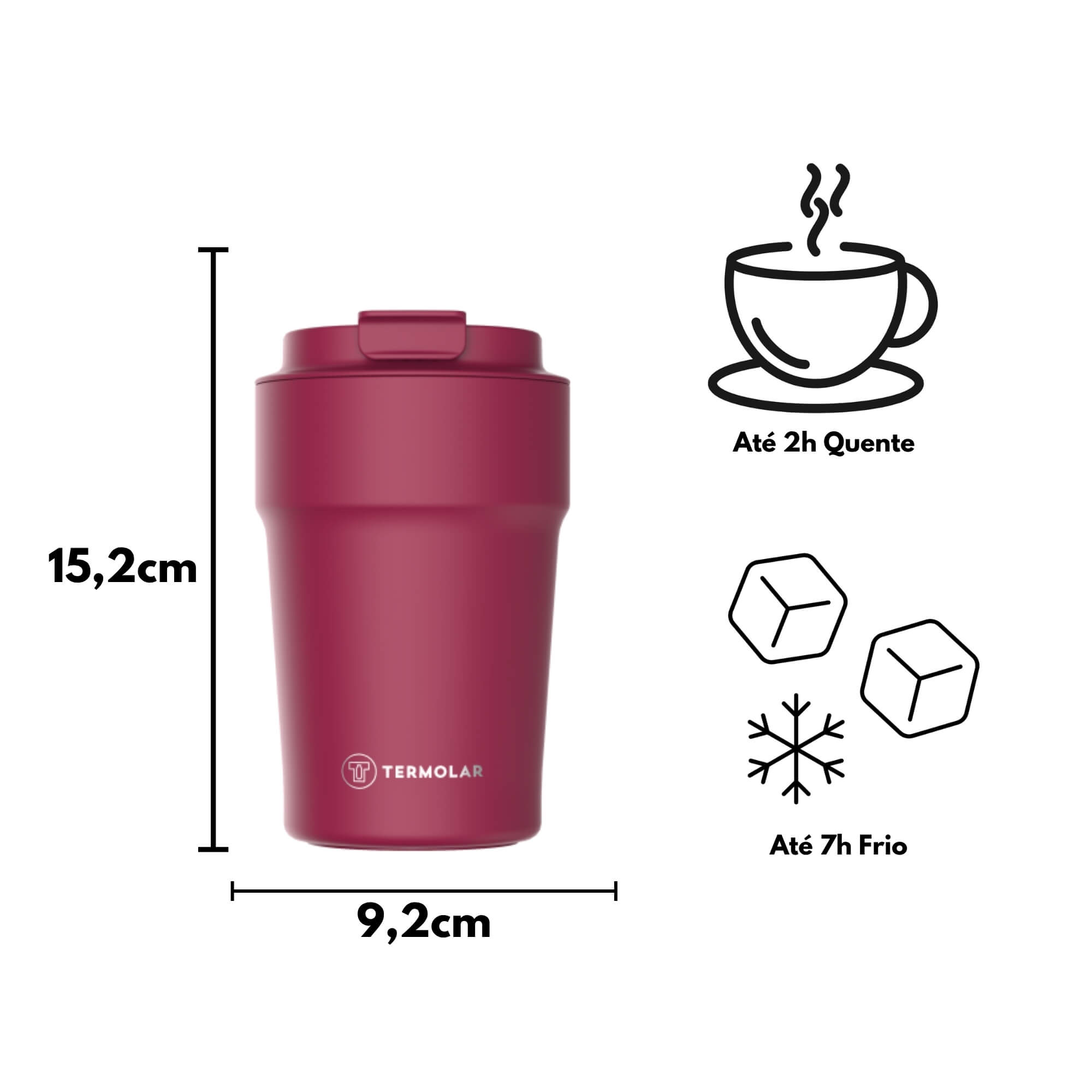 COMP Kit Copo Térmico Uniq Rosa Cyber 380ml + Caixa Térmica SUV 20L Vermelha Termolar